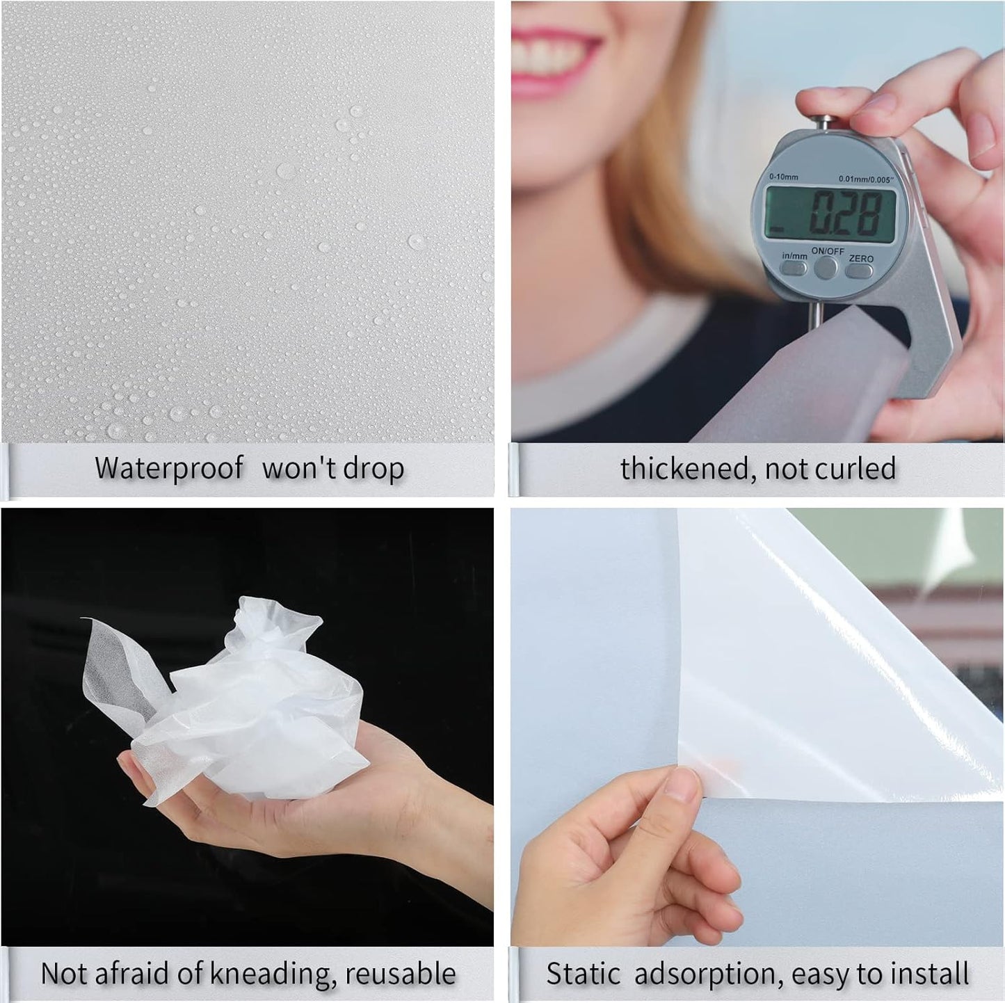 Frosted Glass Window Film with Tools,Reusable Window Privacy Film,Static Clings Window Film Kit for Home Bathroom and Office. (Pure, 17.5Inch×78.7Inch)