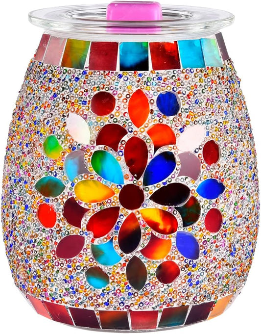 Dicimi Mosaic Glass Electric Wax Melt Warmer, Candle Warmer & Essential Oils Burner - Premium Wax Melts Burner (Petal)