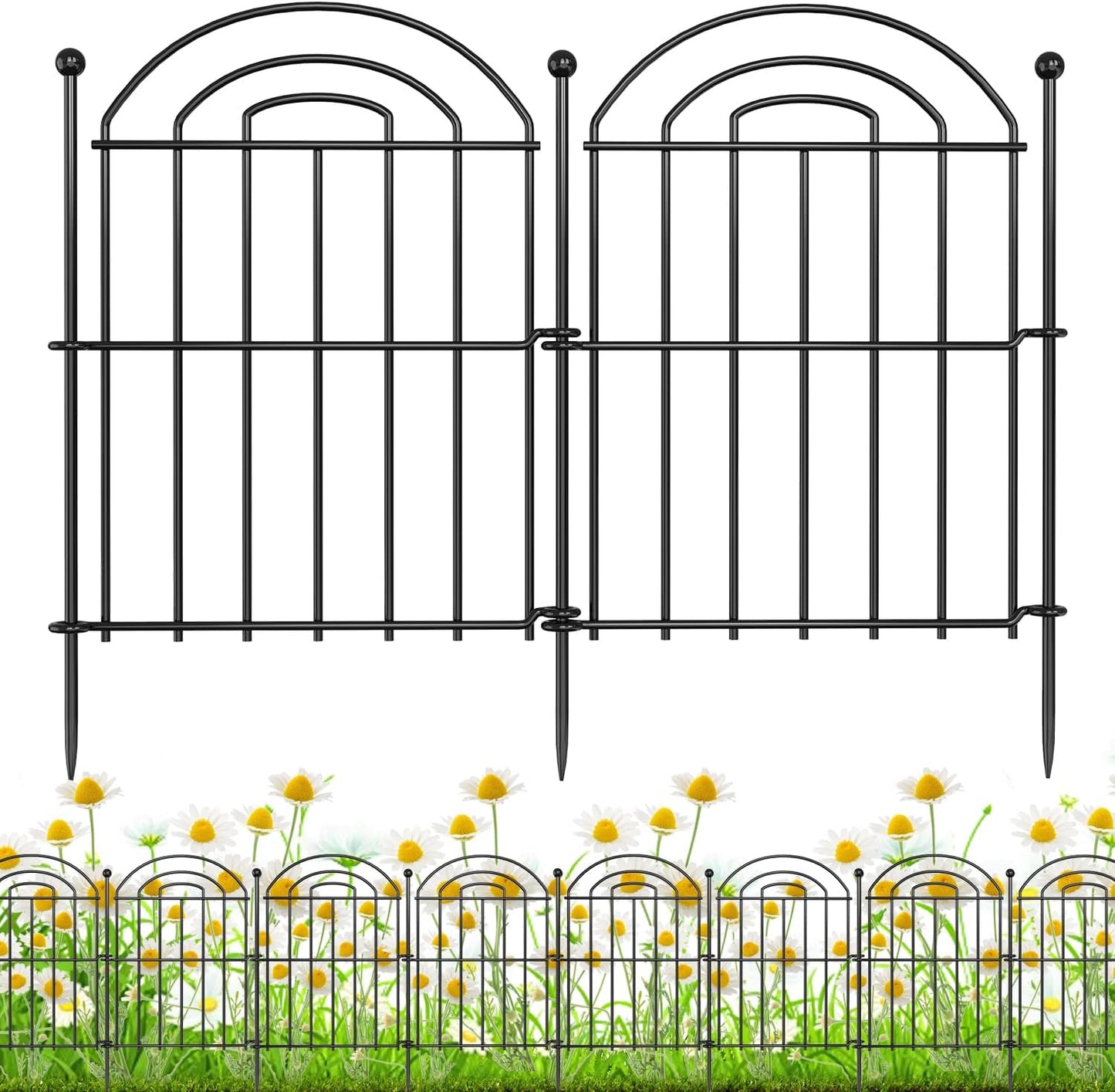 Decorative Garden Fence, 26in(H) x27ft Rustproof Metal No Dig Fence Animal Barrier Fence for Dog Rabbit, Wire Border Panel Fencing for Yard Patio Outdoor Decor 25 Pack