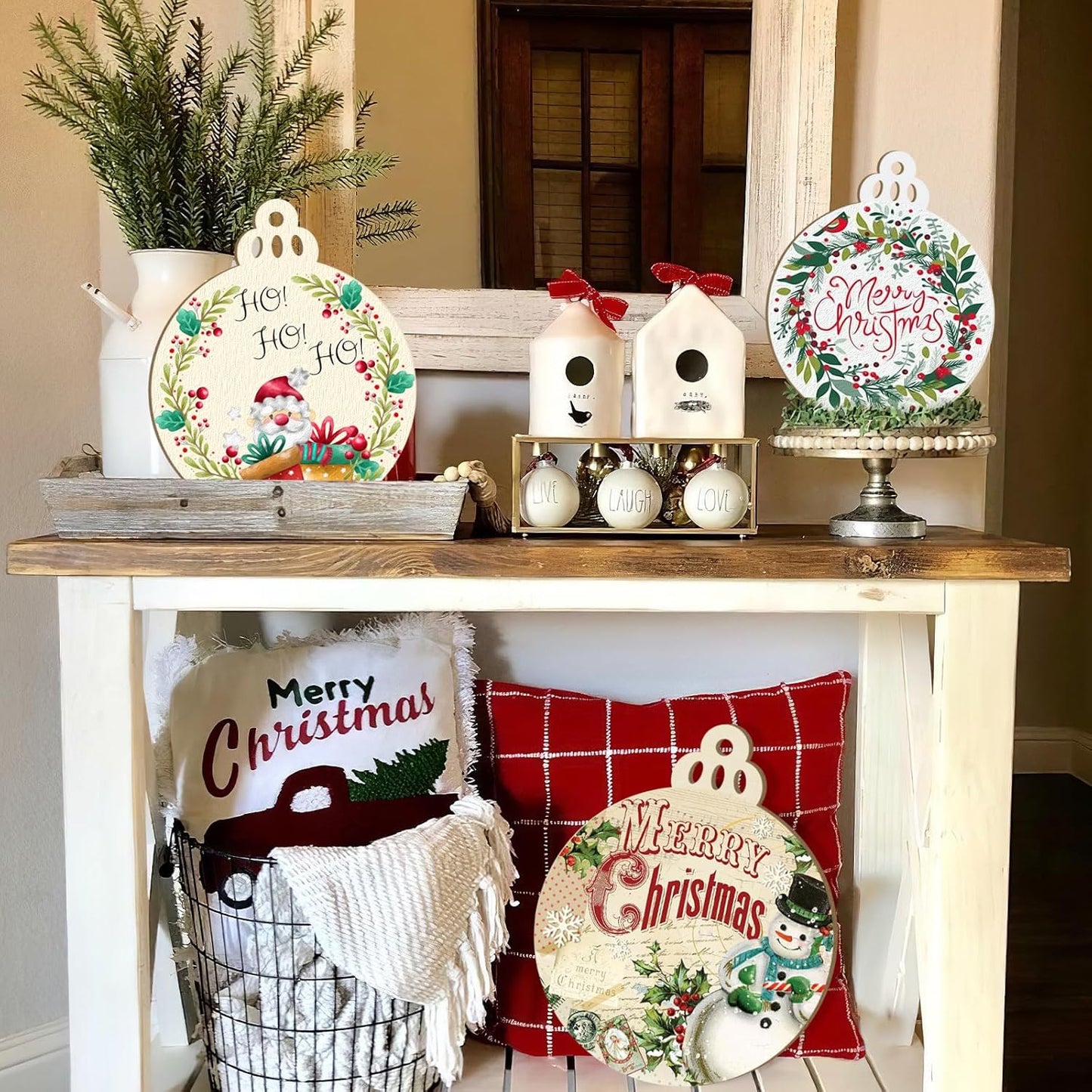 Hollow Wooden Ball Ornaments for Paint Christmas Decorations Cutouts Unfinished 6Pack, Wood Bell for Crafts DIY Blank Cutouts Ornament Winter New Year Decorations 3 Size