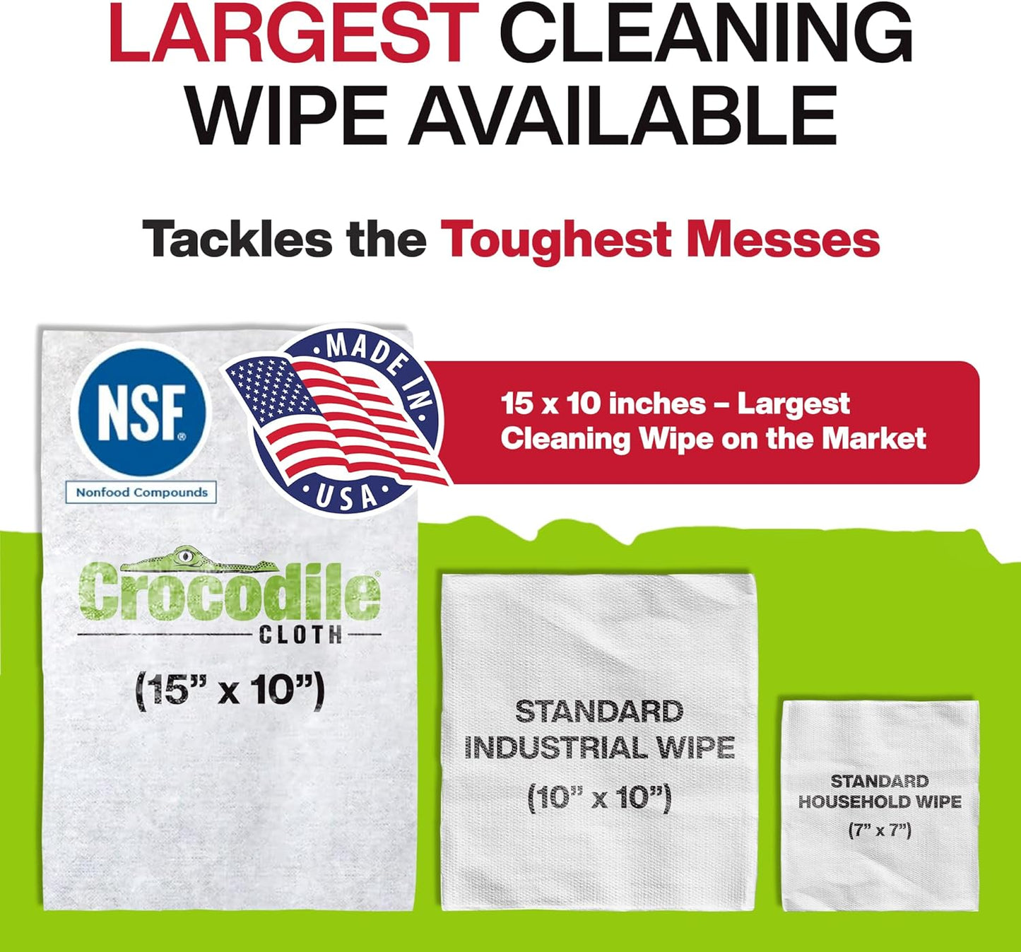 Crocodile Cloth PowerScrub - 80 Dual Surfaced Cloths, 10in X 15in. Large, Moist, Absorbent and Disposable Cleaning Cloths. Safe on Skin and Multiple Surfaces. (6500-080)