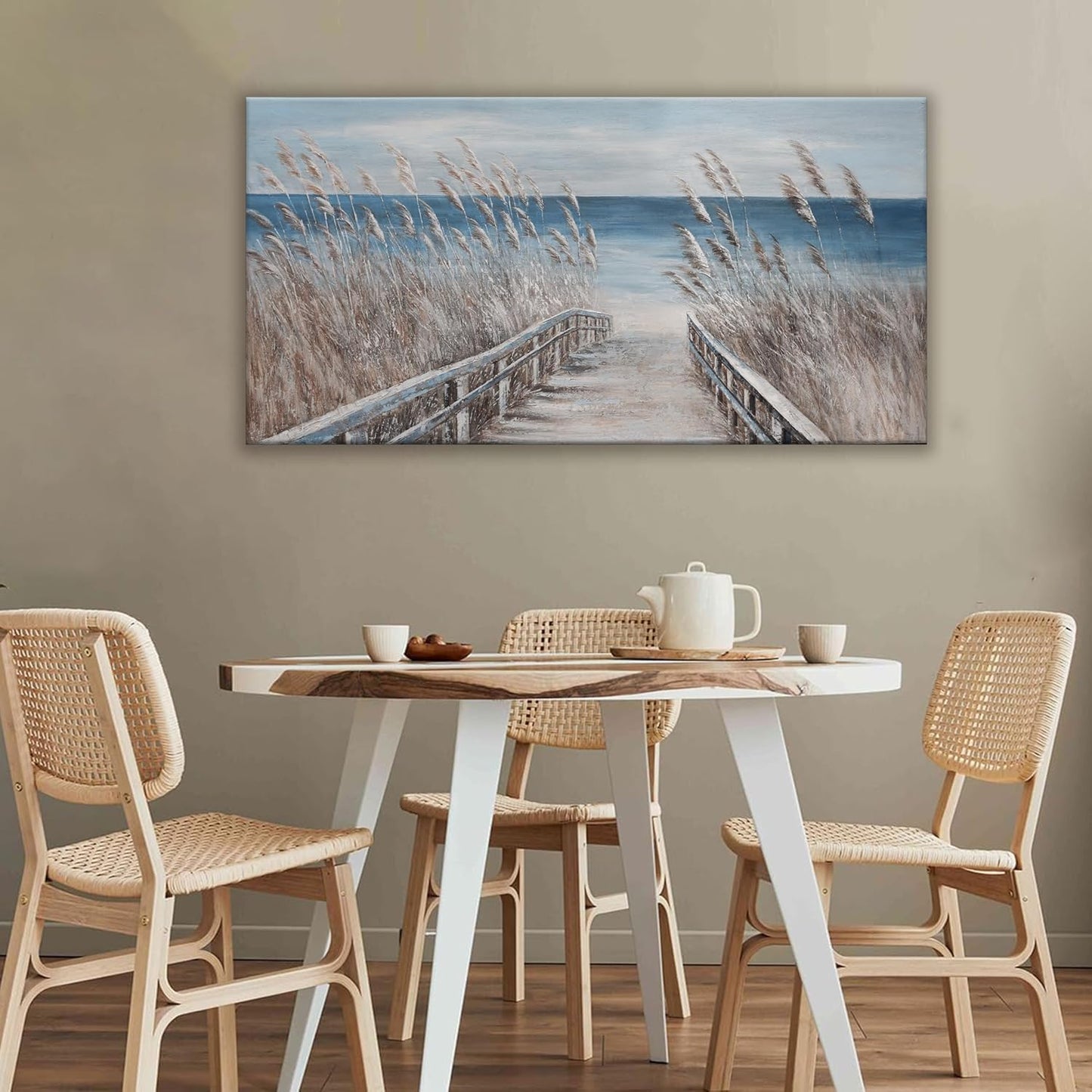 Dimpaga Canvas Wall Art Decor Modern Wall Art for Living Room Landscape Coastal Wall Art Prints Blue Beach Wall Art Decorations Seascape Art Work for Wall Decor Bedroom Office Decor 20" X 40"