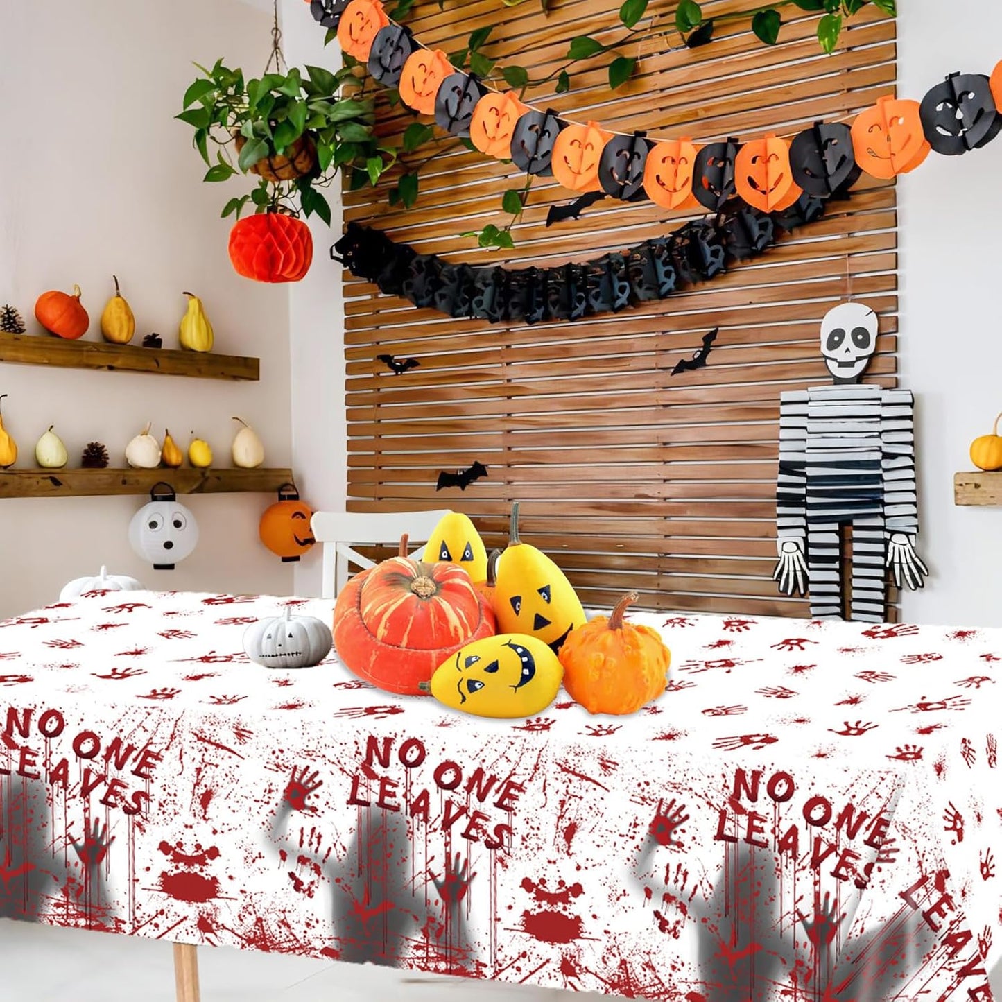Halloween Tablecloth, 54"x 108" Rectangle Halloween Table Covers, Bloody Handprint Tablecloth for Tables Decoration, Plastic Haunted Tablecovers for Party Supplies Disposable Spooky Table Cloth