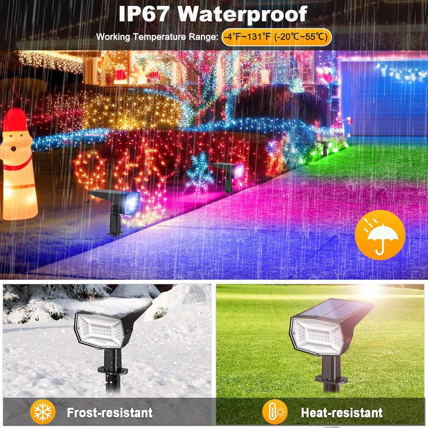 Fabrito Solar Color Changing Lights Outdoor, 9 Color Modes Landscape Spotlights, Dusk to Dawn Solar Powered Spot for Outside, Solar Garden Lights for Yard, Pathway, Tree 10 Pack (Multicolor)