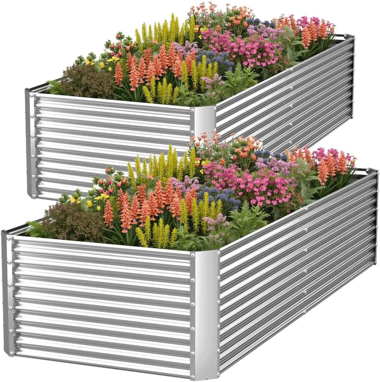 2 Pack 6x3FT Tall Galvanized Raised Garden Bed Outdoor,Metal Garden Bed for Vegetables,Steel Raised Beds for Gardening,Above Ground Garden Box for Flower-H2M