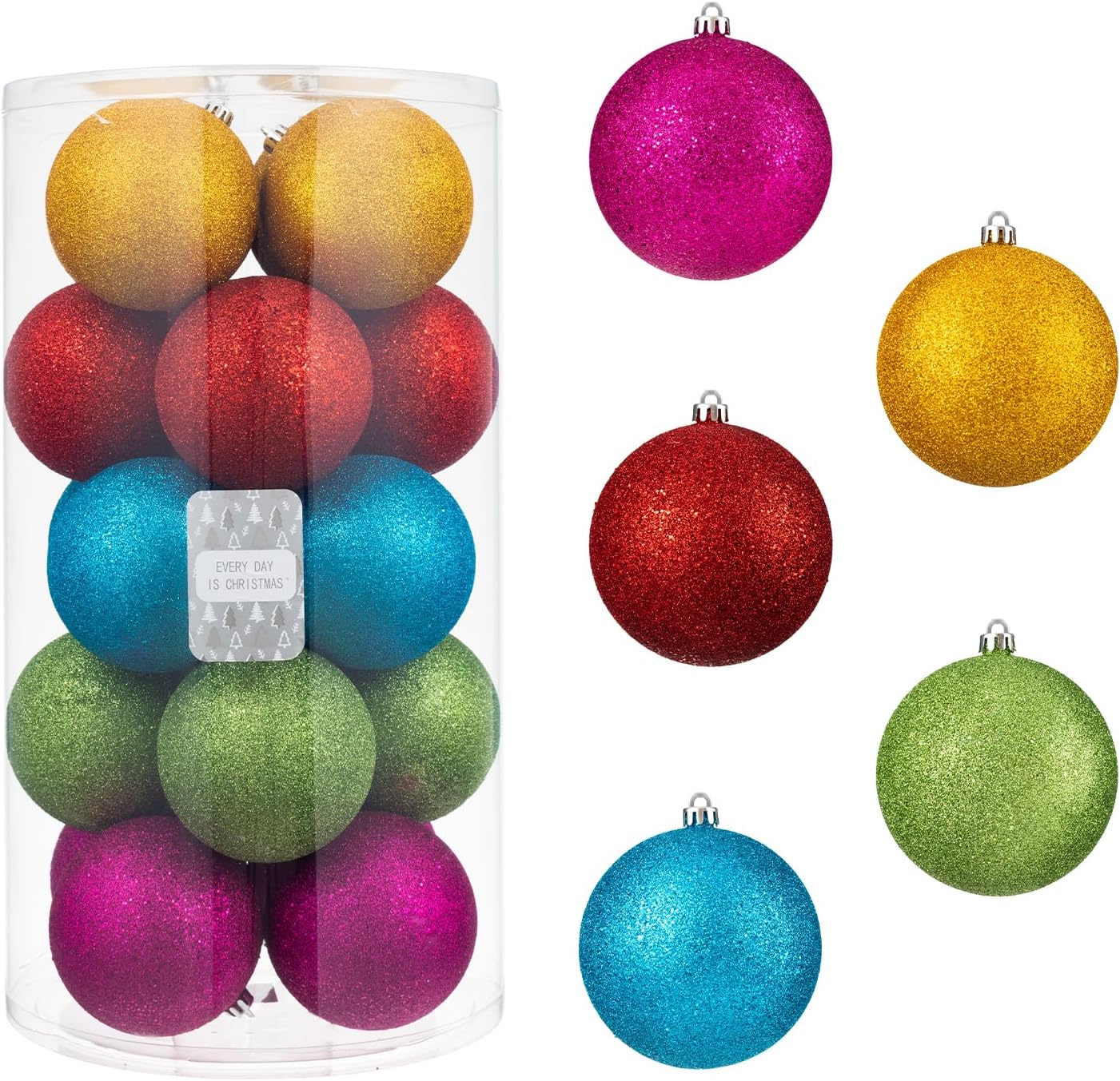 Every Day is Christmas 20ct Christmas Ornaments, Shatterproof Christmas Tree Ornaments Set, 92cm/3.6" Christmas Balls Decoration