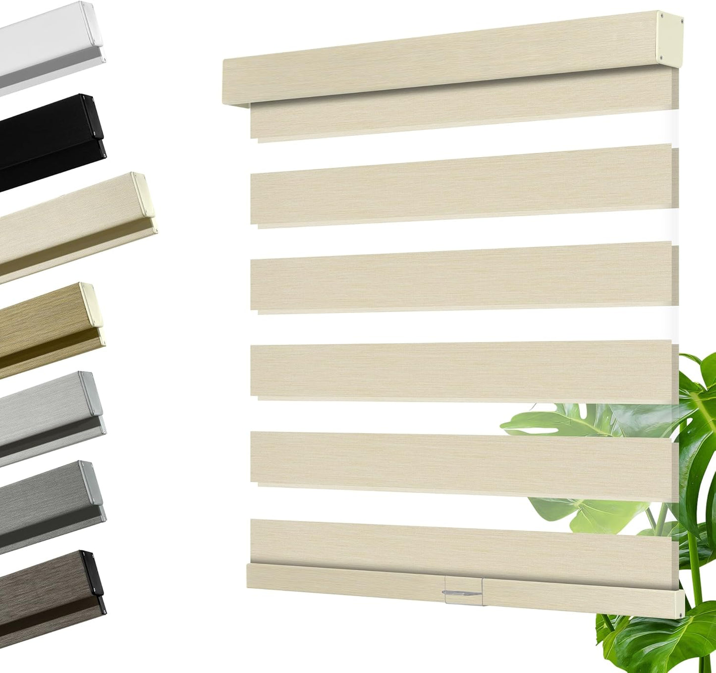 Cordless Zebra Blinds for Windows, Blackout Interior Blinds,Easy to Install,UV Protection,for Offices and Home,Custom Roller Shades, Mousse Beige,36" W x 36" H