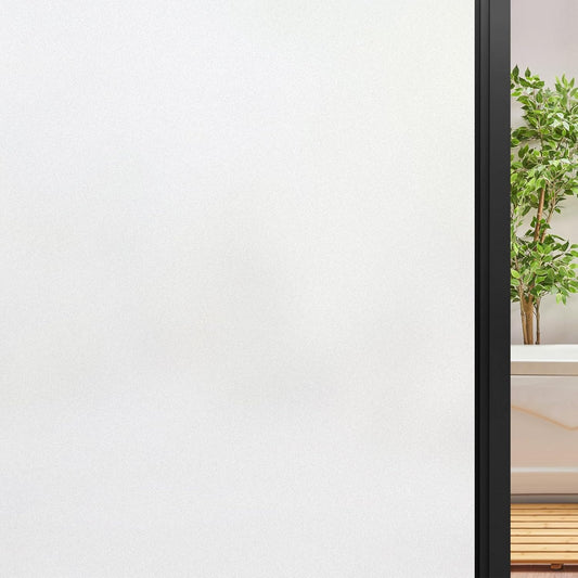 DOWELL Window Privacy Film, Frosted Glass Window Film, Static Cling Non-Adhesive Glass Clings, Sun Blocking Opaque Door Coverings, Reusable Door Sticker for Bathroom Home Office, White, 17.5" x 78.7"