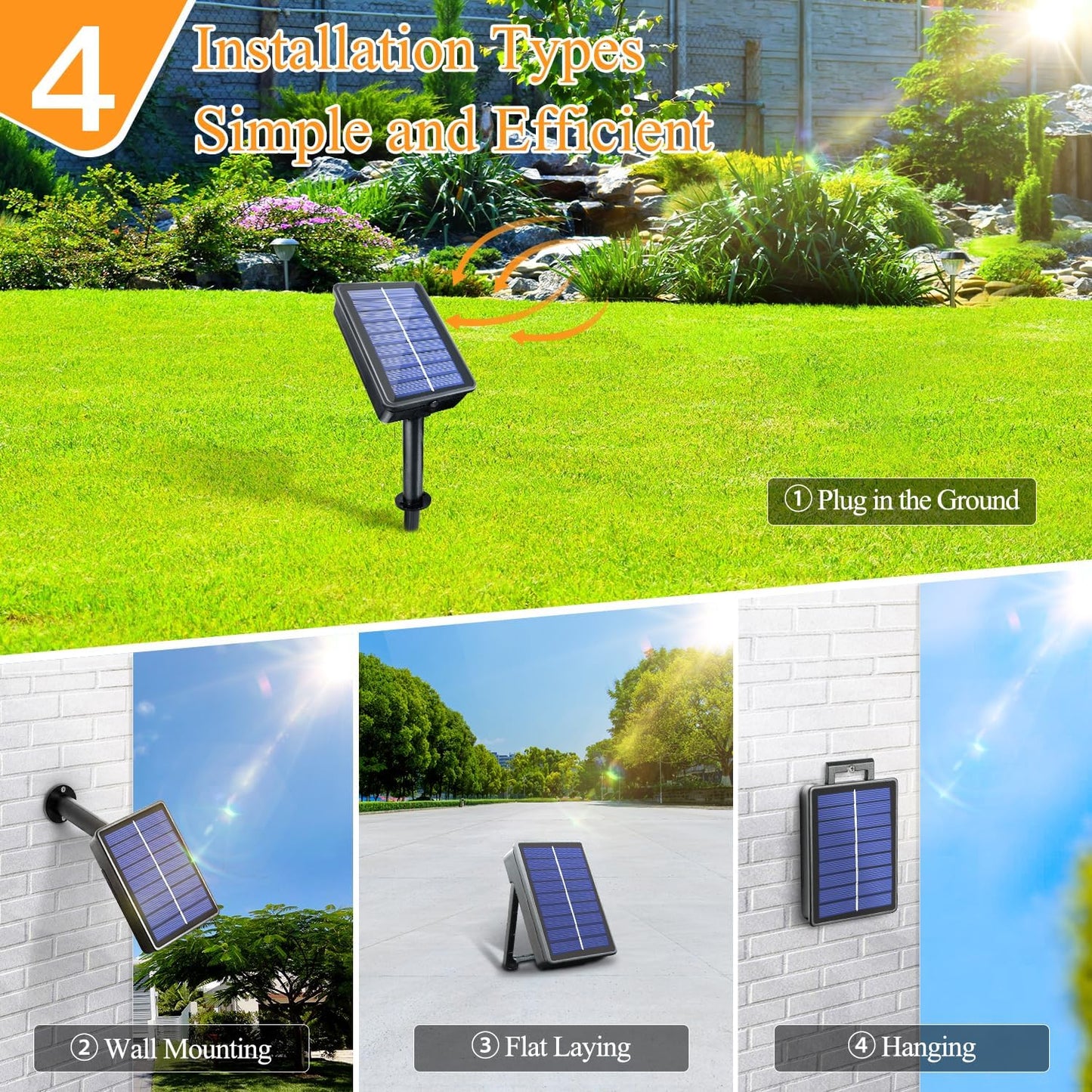 2 Pack Solar String Lights Total 480LED 158FT, IP67 Waterproof String Lights for Outside with 8 Modes, Upgraded Solar Panel Fairy Lights for Garden Party Wedding Decorations (Warm White)