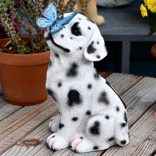 Dog Garden Figurines Outdoor Decor Solar Statue with LED Lights for Patio Lawn Yard Art Decoration Housewarming Garden Gift