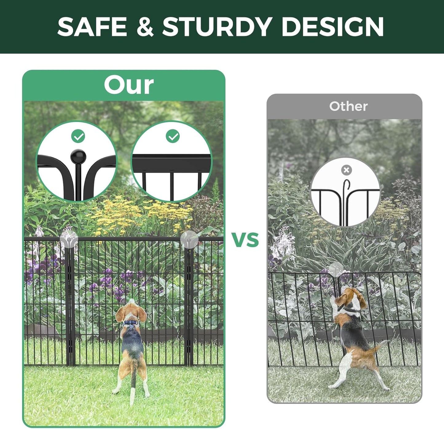 FXW Garden Fence Outdoor for The Yard – 32in(H) x 36.0ft(L) Heavy Duty Metal Animal Barrier for Dog and Rabbit, Decorative Dog Fence, 16 Panels, Black