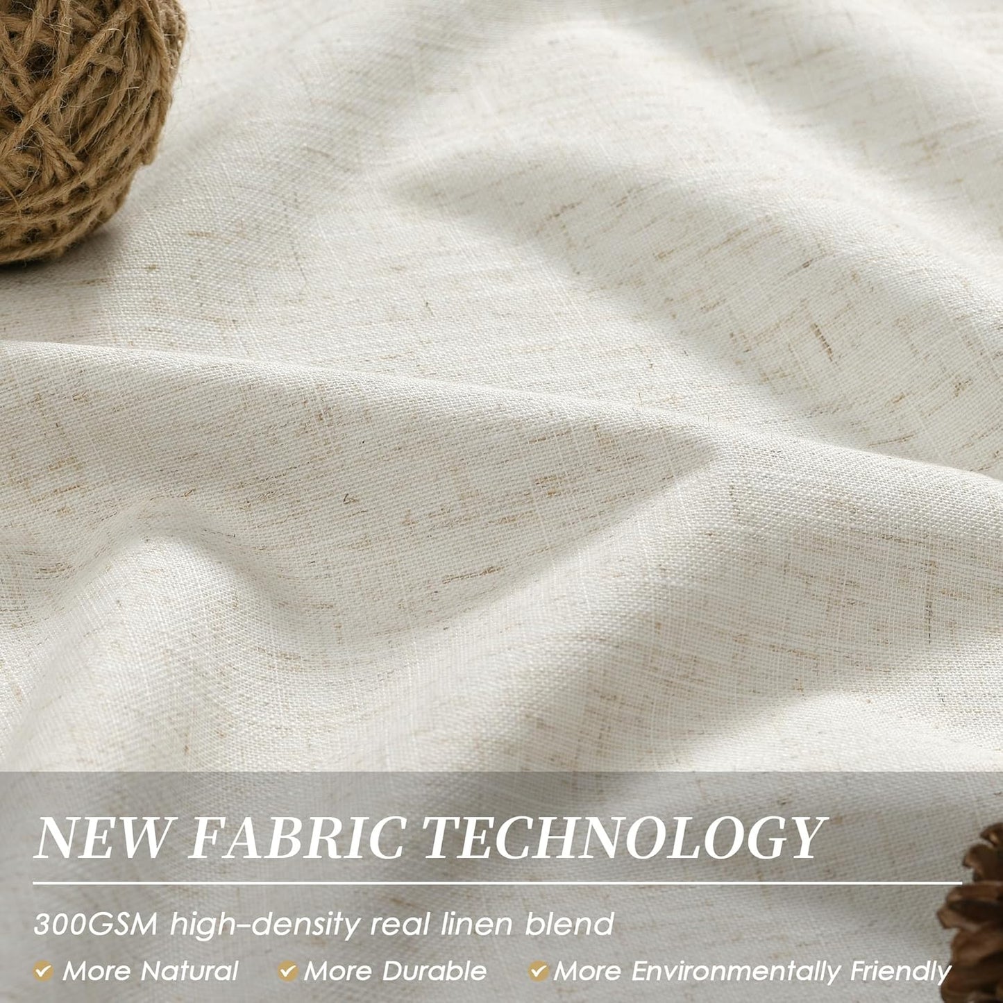 Cream Linen Blackout Curtains for Bedroom 80 Inch Length 2 Panels Set Room Darkening Curtains Natural Beige Black Out Curtain Neutral Thermal Insulated Living Room Nursery Drapes Back Tab 52x80