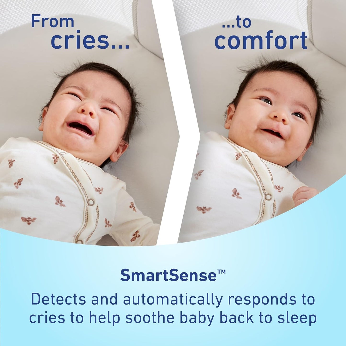 Graco SmartSense Soothing Baby Bassinet – Smart Newborn Bassinet Detects and Automatically Responds to Baby's Cries – for Newborn Babies to 6 Months