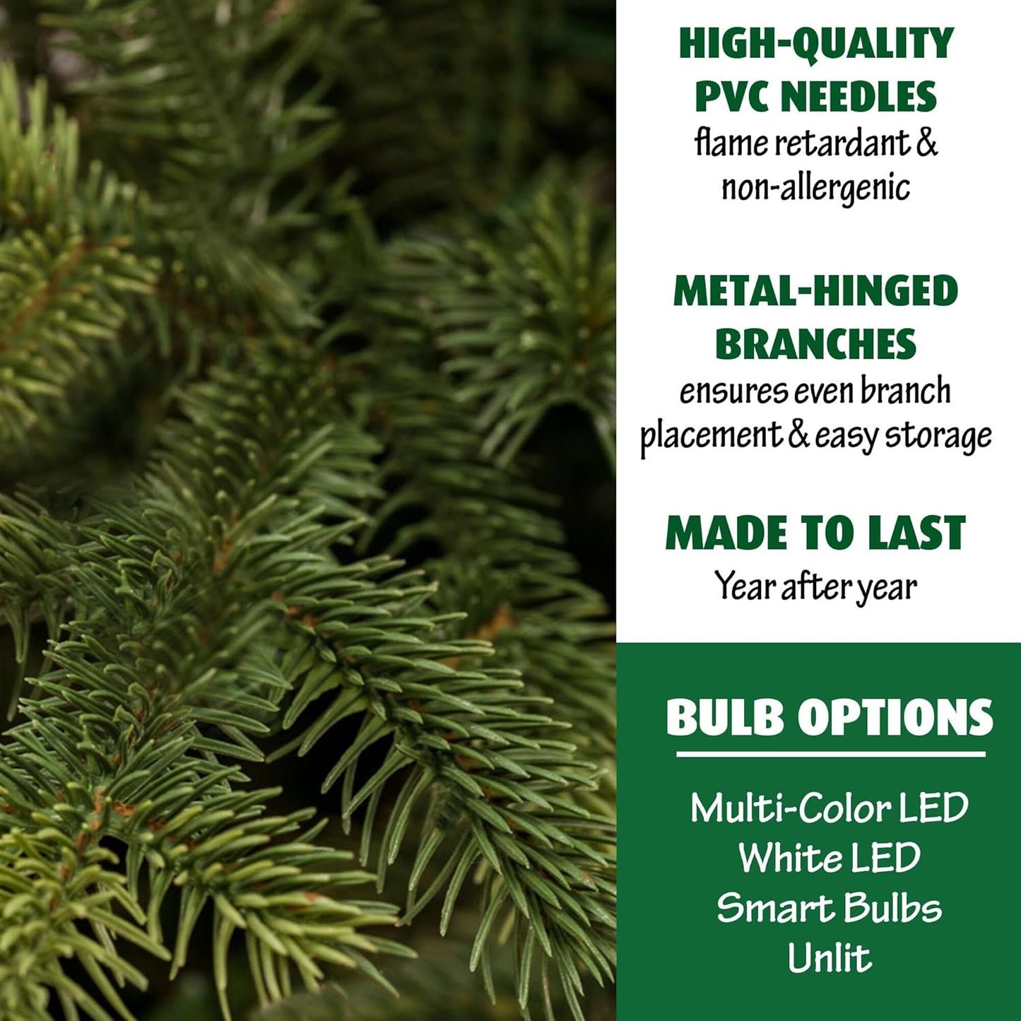 Fraser Hill Farm 7.5-Ft. Foxtail Pine Artificial Christmas Tree with Stand and No Lights, Unlit Foldable Fake Christmas Tree with Realistic Foliage for Home Decoration