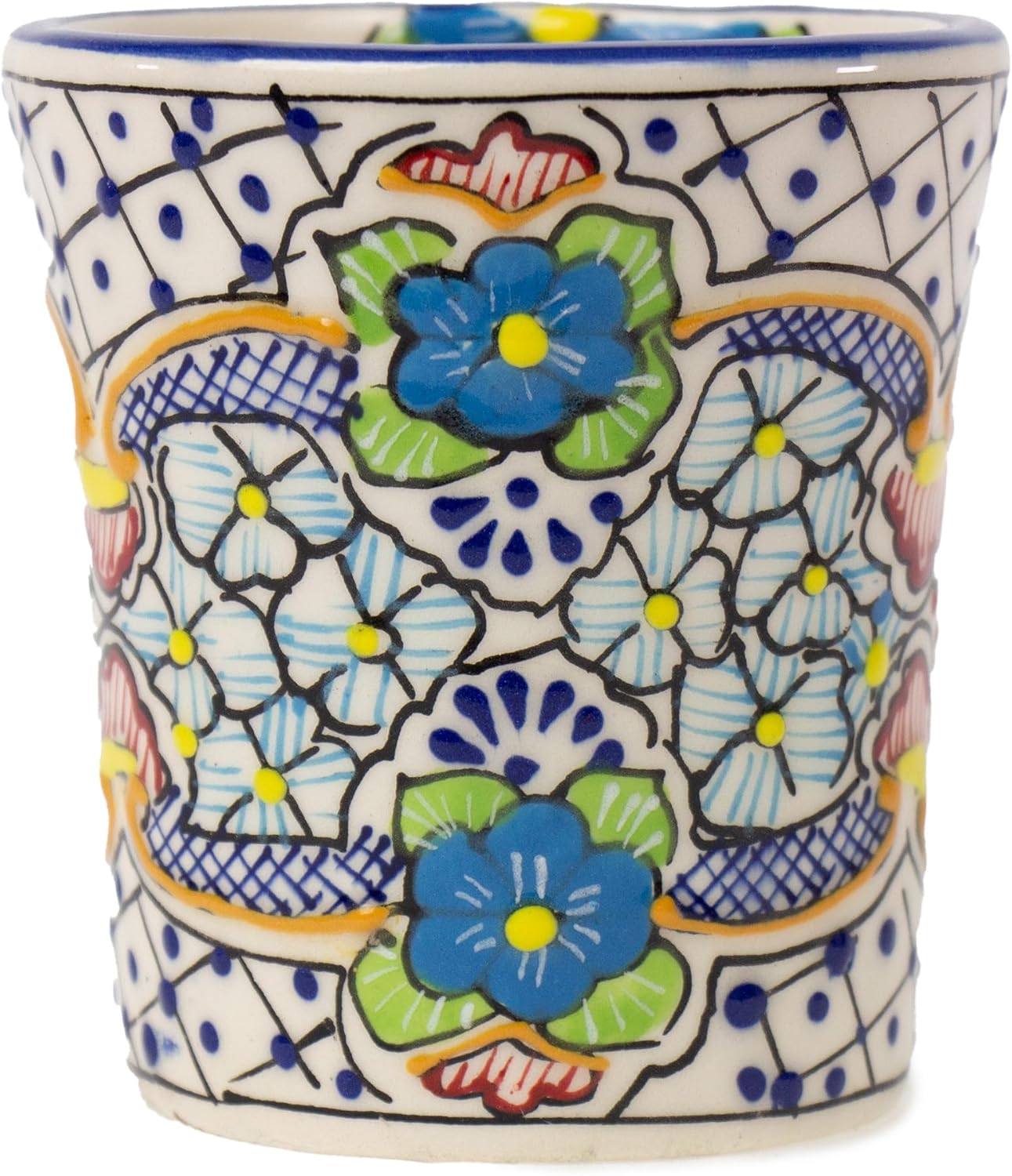 Encantada Handmade Hand-Painted Authentic Mexican Pottery Mugs (Multi Blue Green)