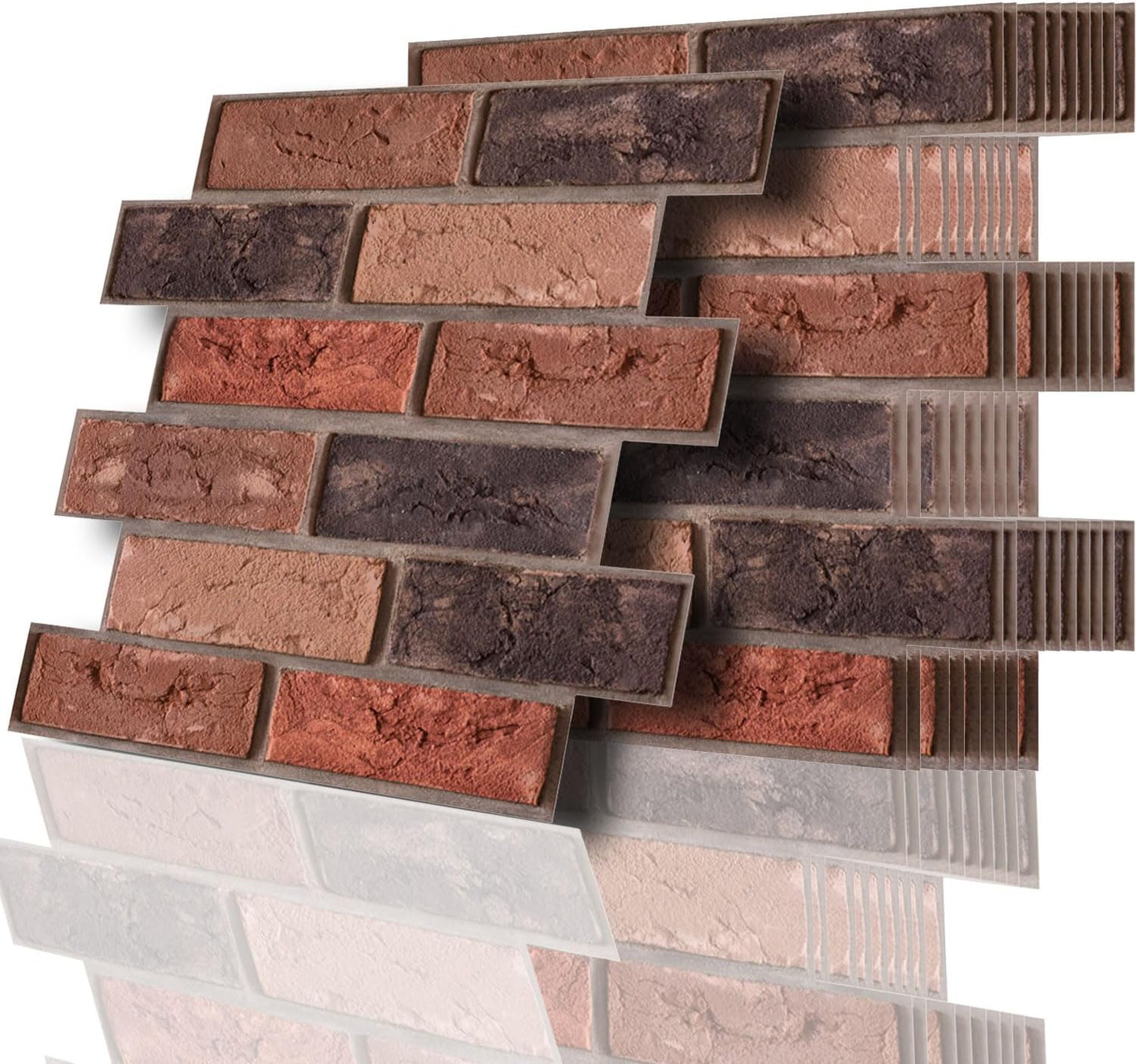 Faux Brick Wall Panels,3D Wall Panel Peel and Stick,Brick Wallpaper,Faux Brick Foam Self Adhesive Textured Medieval for Living Room Bedroom Cover 8.46.Sq.Ft. 10 PCS 11.8 x 11.8 Inch.