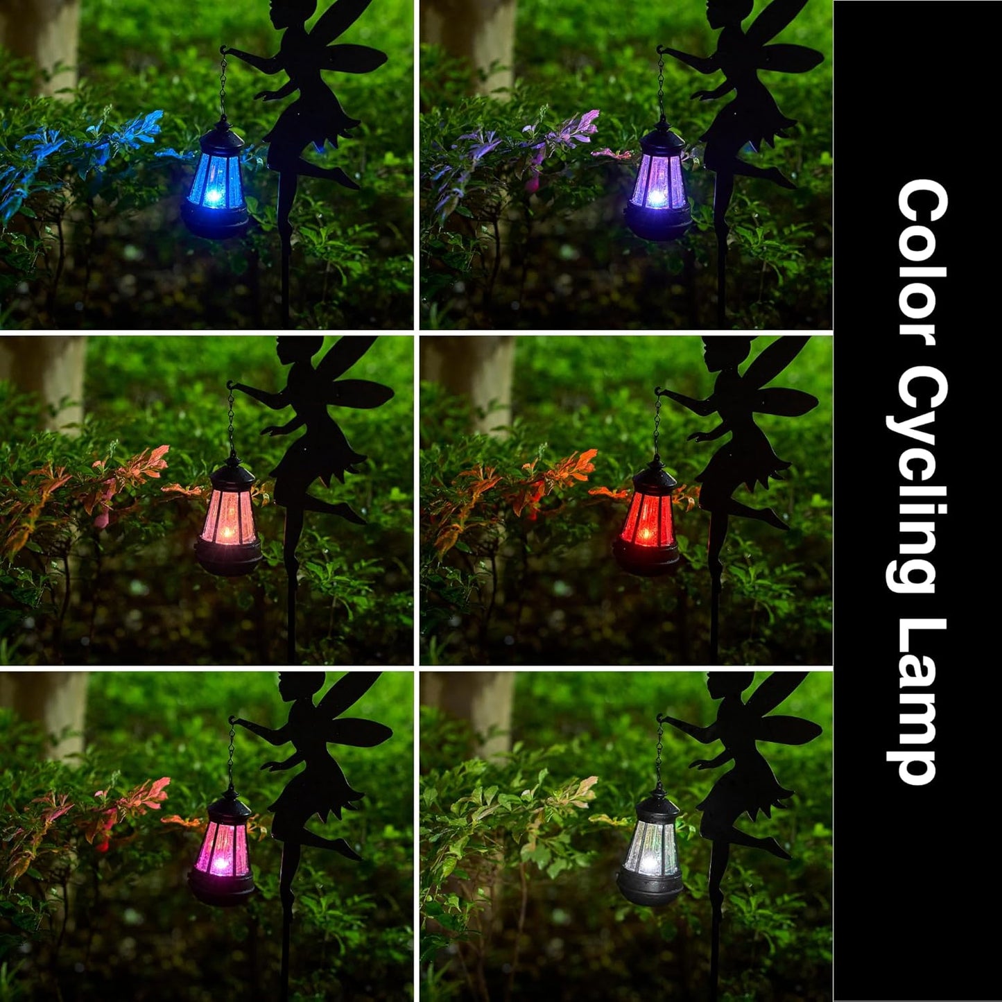 Fairy Garden Accessories Lawn Ornaments 1 Pair - Solar Lights Halloween Decorations Outdoor Garden Statue, Metal Stakes Decorative Figurines for Yard Decor, Patio (Type B Color-Shifting Lighting)