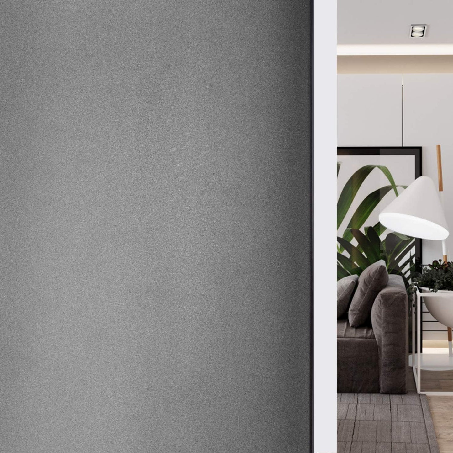 HIDBEA Frosted Window Privacy Film - Non Adhesive Static Cling Glass Stickers Sun UV Blocking Heat Control Door Covering Decals for Home Office, Frosted Gray, 17.5 x 78.7 Inch