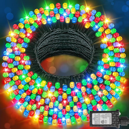 158 FT 480 LED Christmas Tree Lights, String Lights Green Wire with 8 Modes, Timer and Memory, Plug in Outdoor Waterproof Twinkle Lights for Indoor Yard Xmas Holiday, Multicolor
