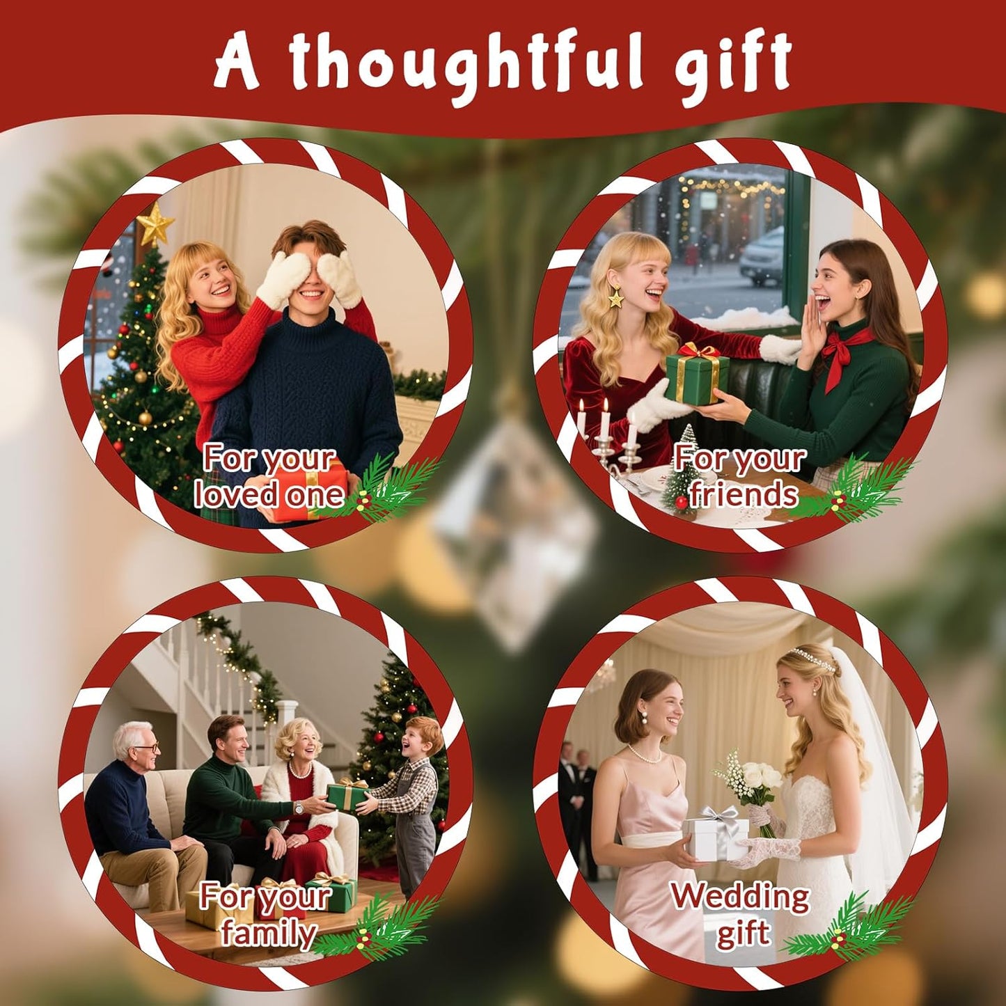 Custom Christmas Ornament Glass-Personalized Christmas Ornaments with Photo/Name/Date/Text,Wedding Christmas Birthday Baby Gifts (Color 6)