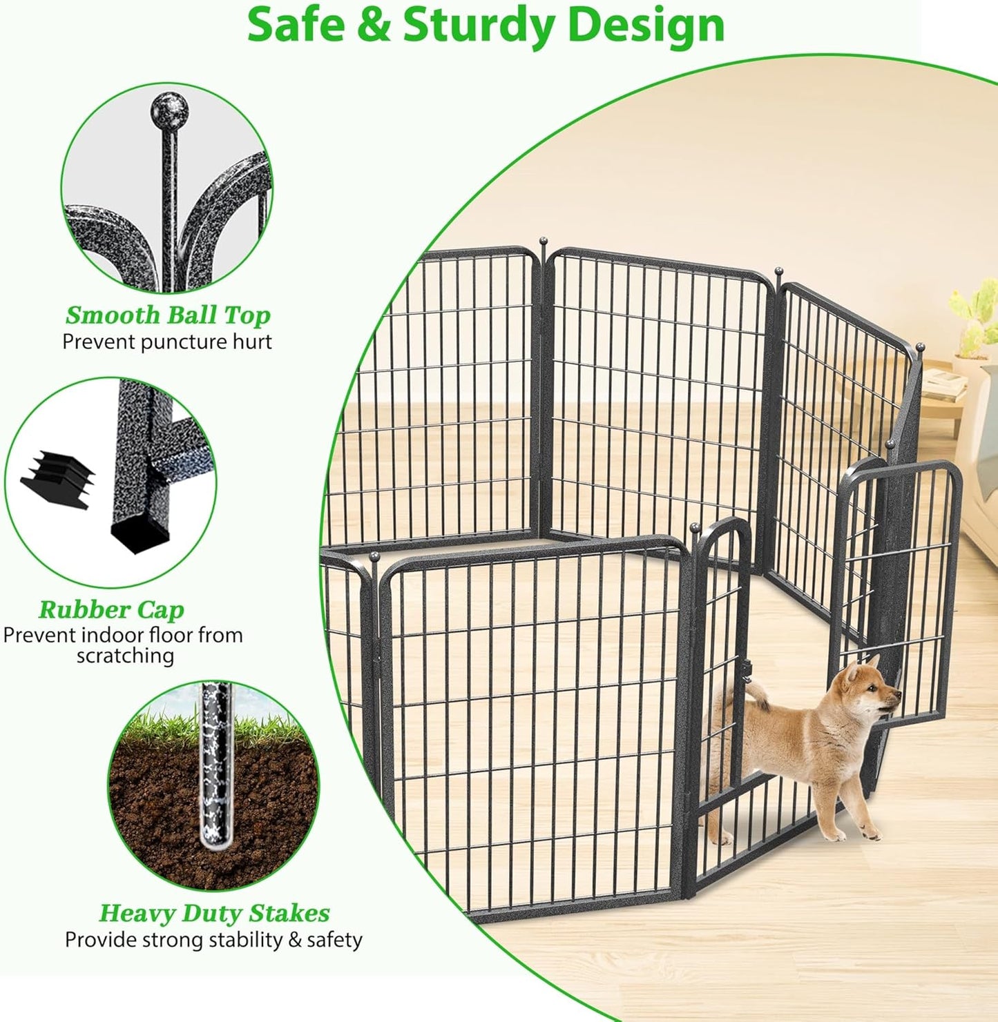 Decorative Black Metal Fencing Garden Fence with Gate, 91ft(L) 32in(H) 40 Fence Panels No Dig Fence Rustproof Animal Barrier Fence Temporary Dog Panels Fencing Outdoor