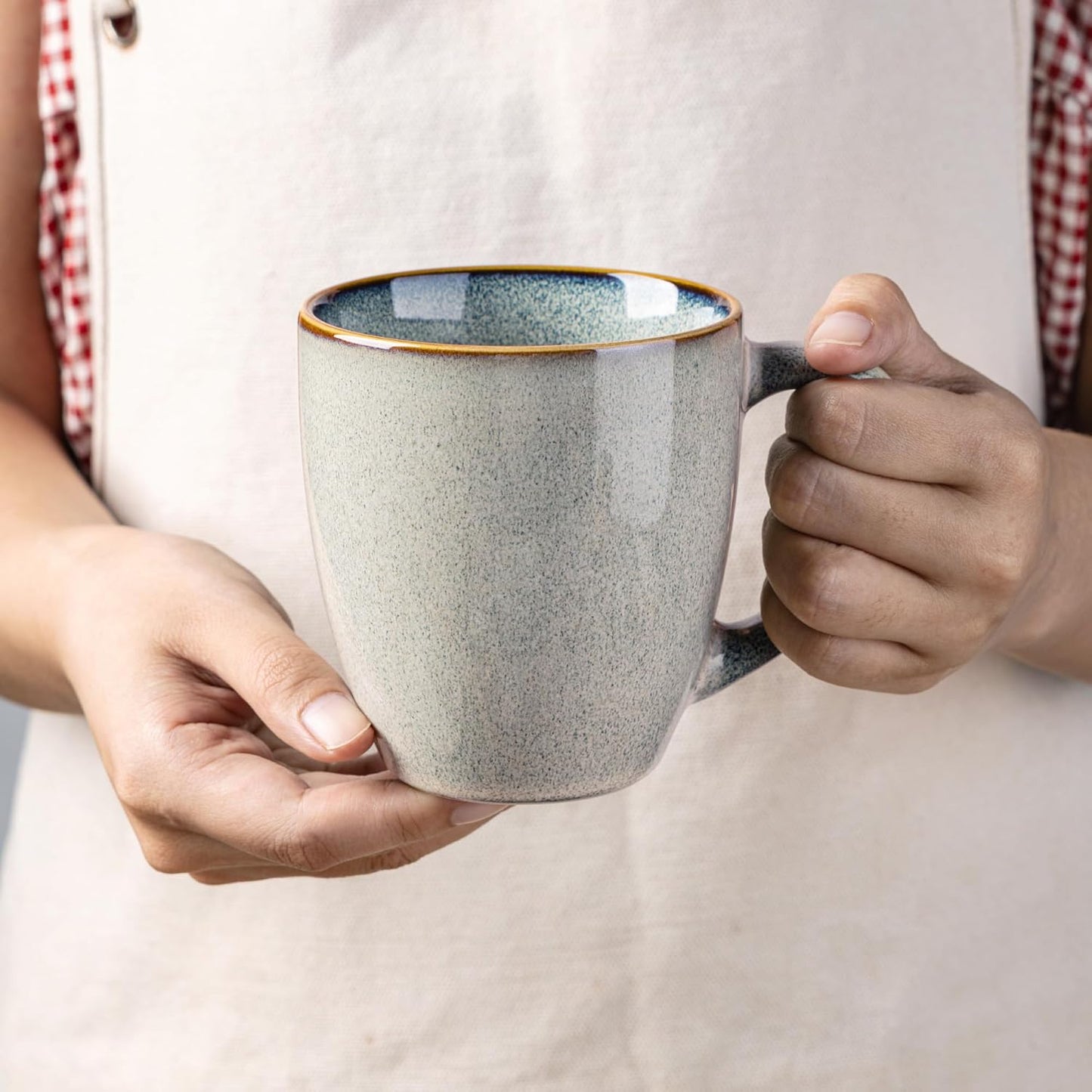 GBHOME Ceramic Coffee Mugs Set of 6, 12oz Stoneware Coffee Mugs Set For Dad Mom Women MEN, Light Weight Coffee Cups for Latte/Tea/Beer/Hot Cocoa, Dishwasher & Microwave Safe