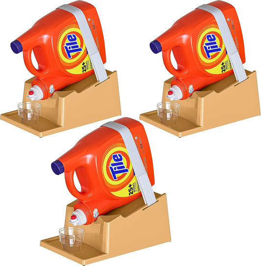 TidyFriend Laundry Detergent Holder Stand Organizer with Drip Tray, 3 Pack Laundry Soap Holder with Non-Slip Rubber Feet for Washing Space Organization, Angled Downward Slope for Easy Pouring (Beige)