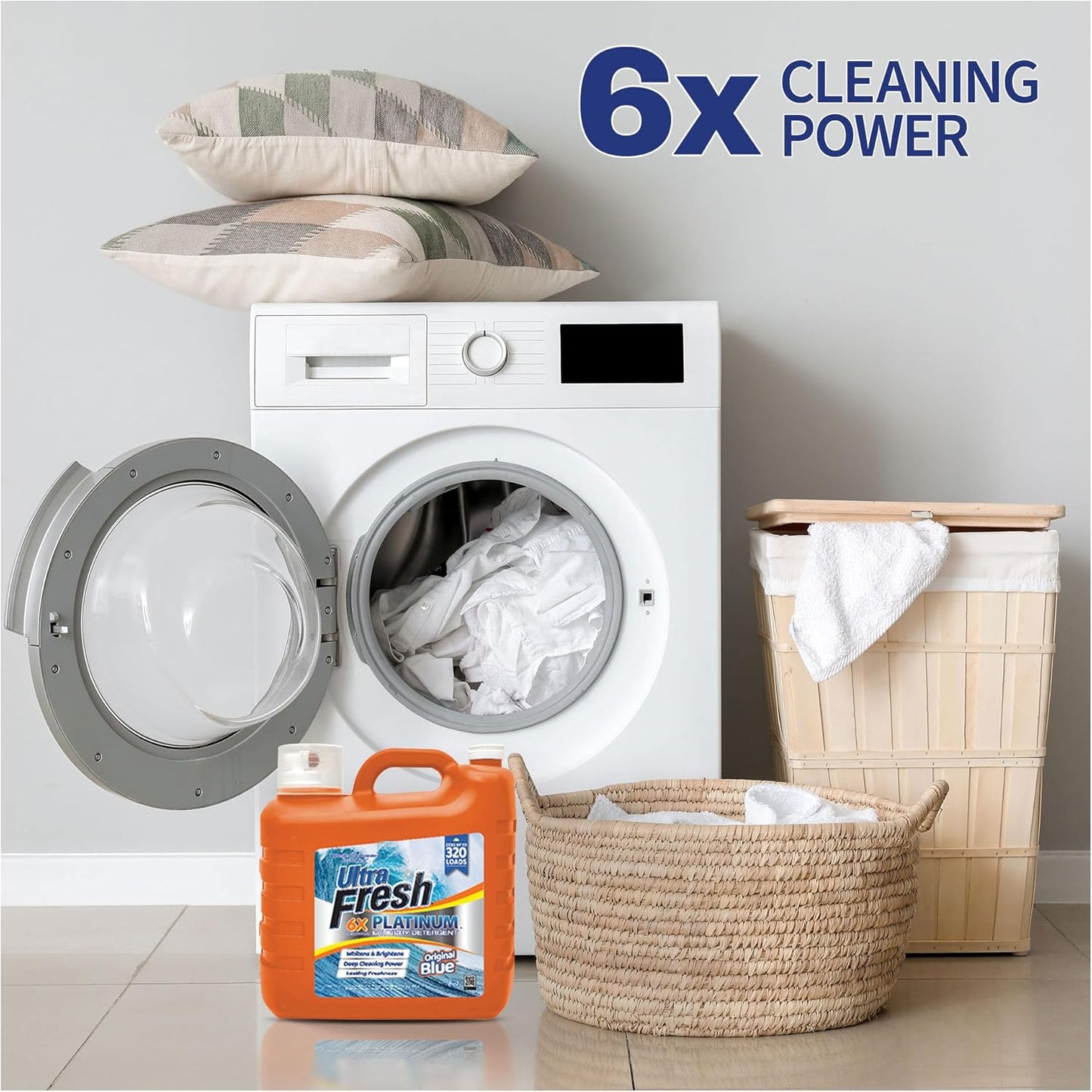 Ultra Fresh 2 x 2.5 Gallon Liquid Laundry Detergent Washing Soap for All Machine Types, 6X Platinum, Up to 640 Loads, Original Blue