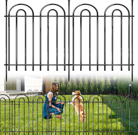 25 Panels Decorative Garden Fence, 24 in(H) X 50 ft(L) No Dig Dog Fence Outdoor for Yard, Rustproof Metal Garden Fencing Animal Barrier Border with Ground Stakes, Temporary Fencing for Patio Outdoor