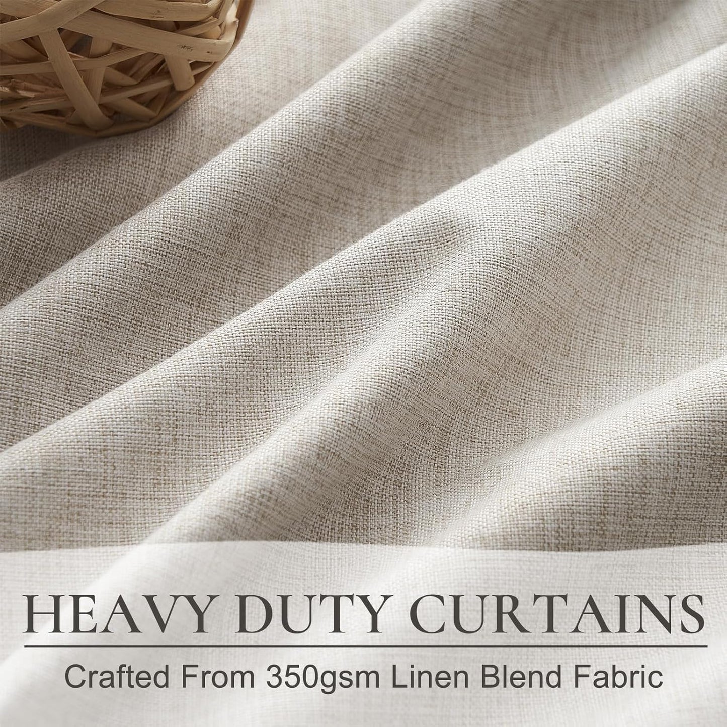 Custom Curtains 78 Inches Long for Bedroom Windows,Pinch Pleated Blackout Natural Linen Farmhouse Thermal Insulated Room Darkening Sliding Door Drapes with Hooks Thick Burlap W40"xL78"x2 Panels