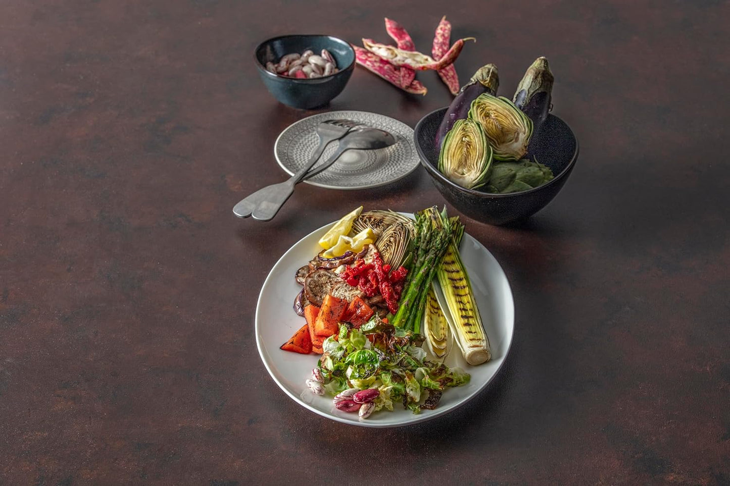 Fortessa Ashton 18/10 Stainless Steel, 2 Piece Serving Set, Antiqued Silver