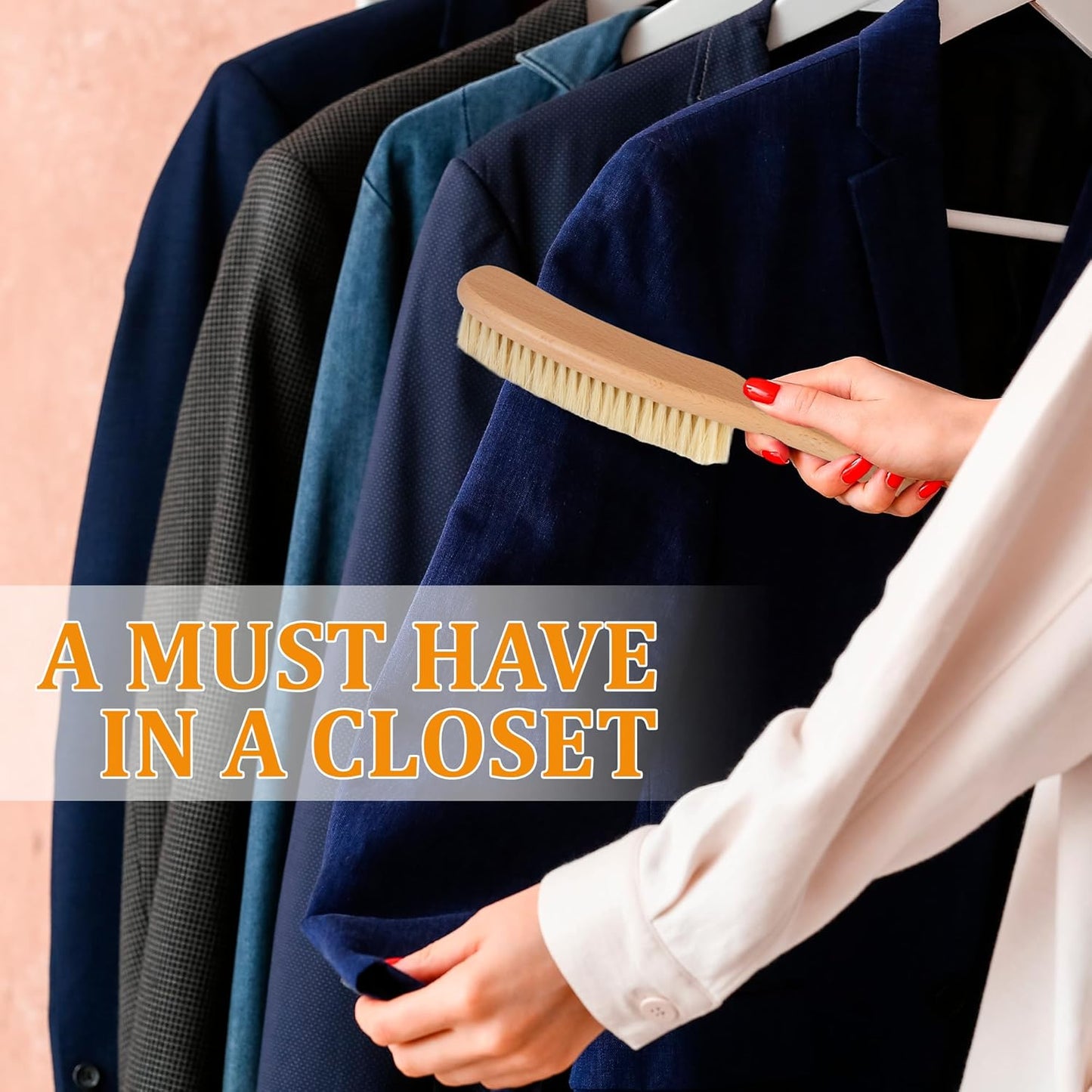 TAKAVU Clothes Brush Hat Brush, White Boar Bristle Lint Brush with Large Beech Wood Handle - Perfect for Pet Hair, Suits, Velvet, Cashmere, Wool, Suede, Shoe - Effective Lint Remover