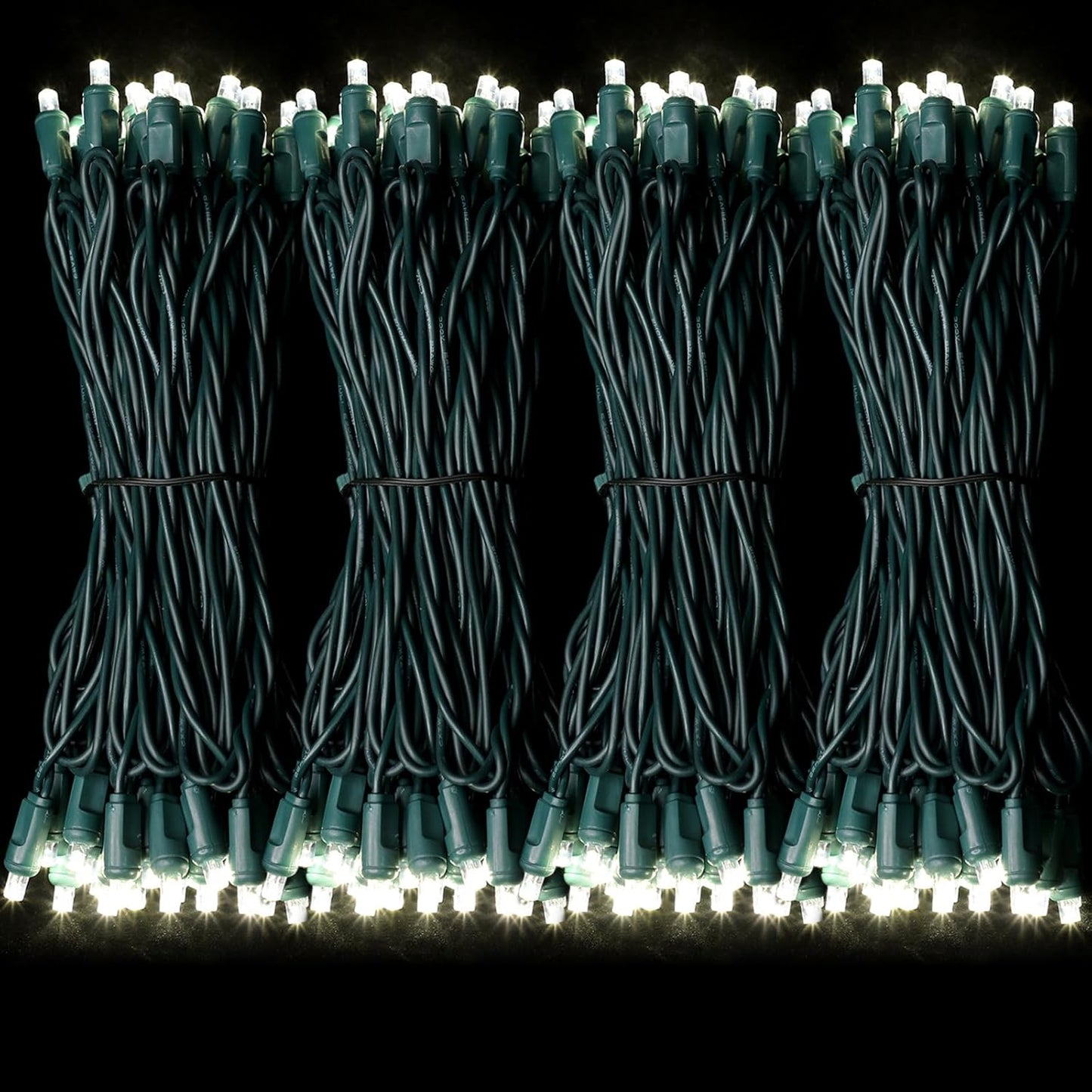 200LED (4pk of 50L) String Lights, LED Christmas Lights, 6" SPACING,Green Wire,White