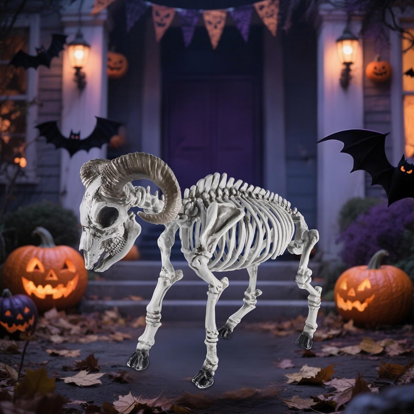 DR.DUDU Goat Skeletons Halloween Decorations – 26 Inch Long Life Size Skeleton Animals for Outdoor, Yard, Lawn Decor - Realistic Farm Skeleton Goat Party Props Scary Halloween Décor