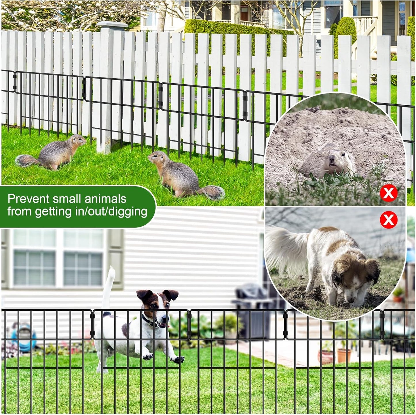 Decoration Garden Fence 16.5in x 10ft, 10 Pack Rustproof Metal Animal Barrier Fence, Arched Flower Bed Edge Decorative Rabbit (10 Panels - 17 in(H) X 10.8 ft(L))