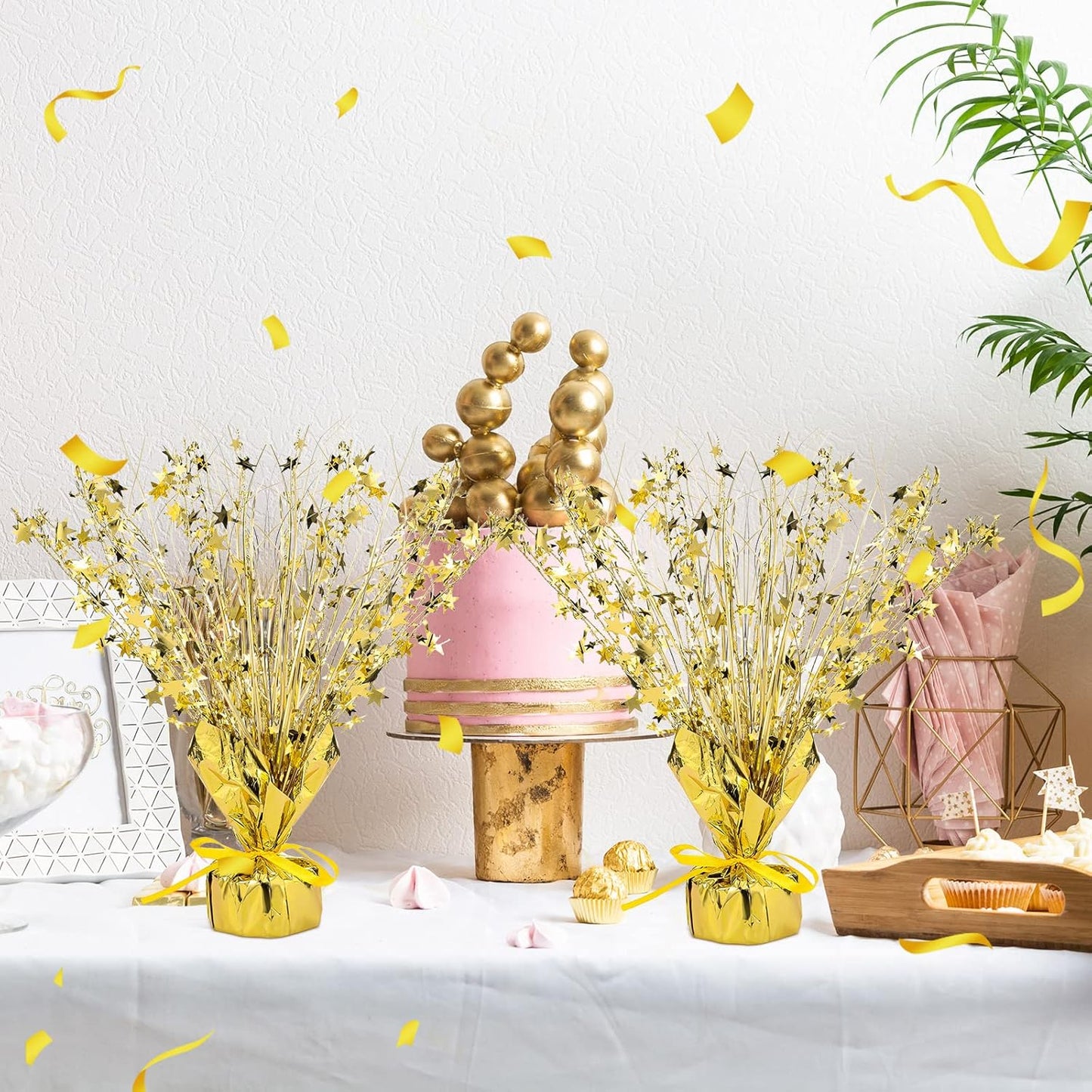 Crowye 18 Pieces Metallic Foil Spray Centerpiece Party Star Table Decoration Burst Metallic Table Centerpieces for Birthday Party Season Holiday(Gold)