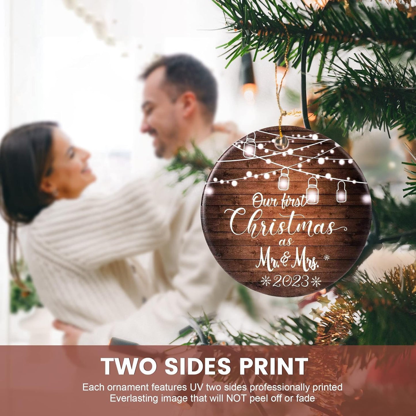 First Christmas Married Ornament 2023 Mr and Mrs Gifts, Wedding Gifts for Couples Unique 2023, Bridal Shower Gift Just Married Ornaments Newlywed Keepsake Gift