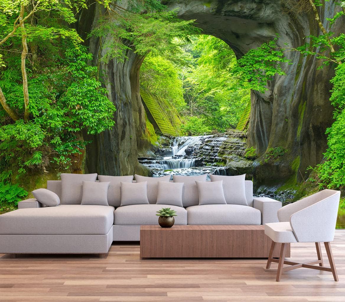 Forest Stream Wall Mural Wallpaper Large Nature Scenery Mural for Bedroom Living Room TV Background Sofa Wall (not self-Adhesive)