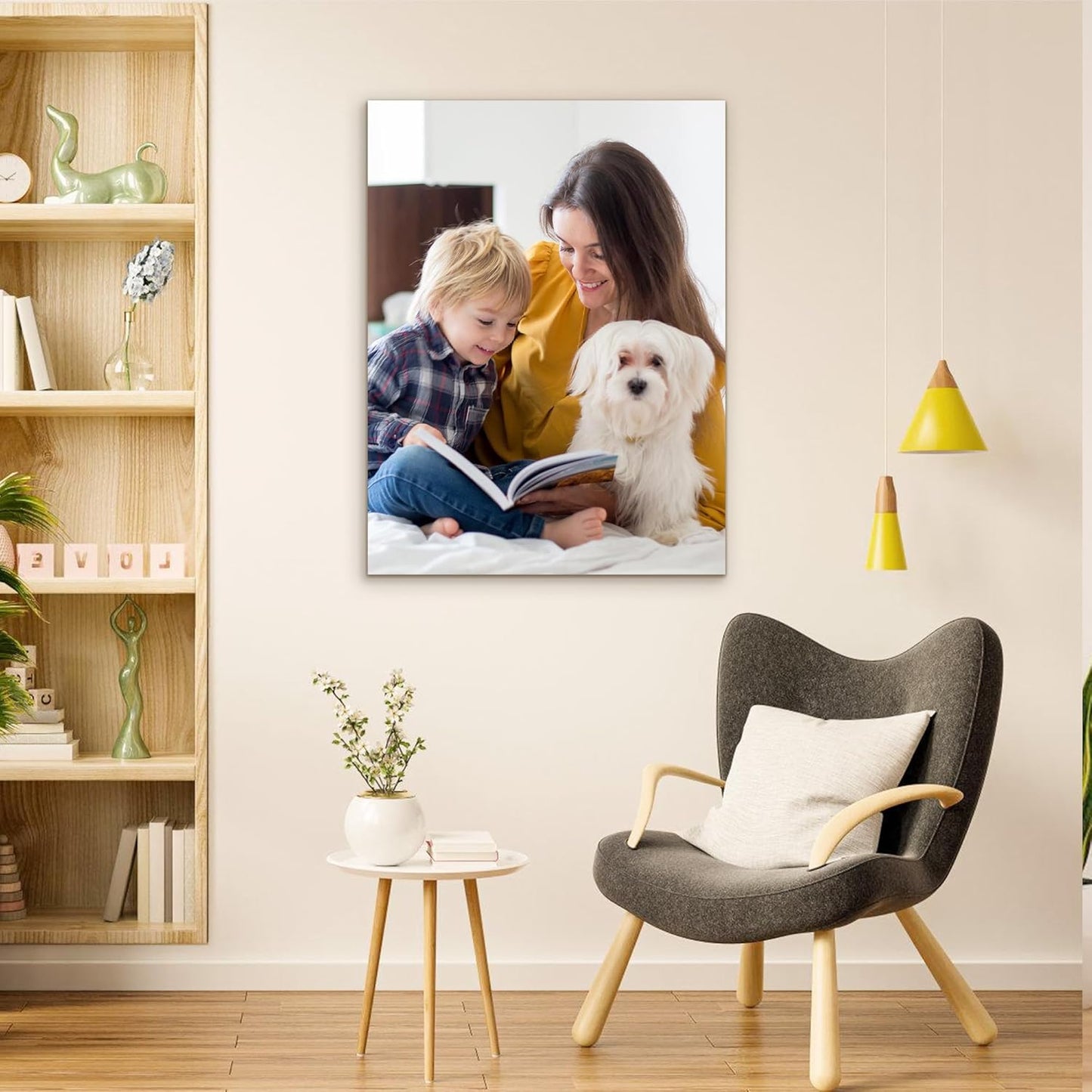 Custom Canvas Prints with Your Photos- Personalized Print Canvas Pictures, Custom Wall Art Gift for Living Room, Bedroom, Wedding Family Baby Pets Framed 16 x 20 inche