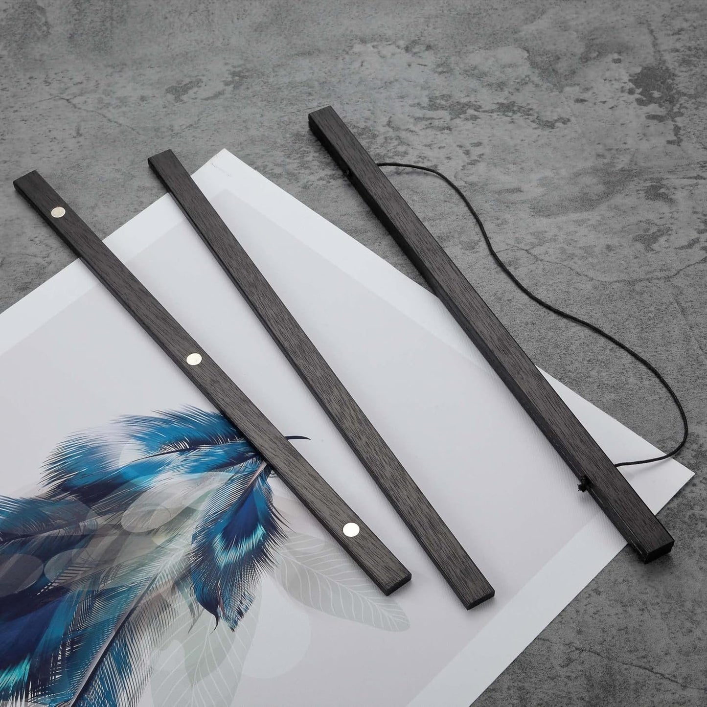 FALAMON Magnetic Poster Hanger Frame,42x30 42x28 42x24 Teak Wood Magnet Poster Frame for Posters,Prints,Photos,Pictures,Maps,Scrolls,and Canvas Artwork(Black,42")