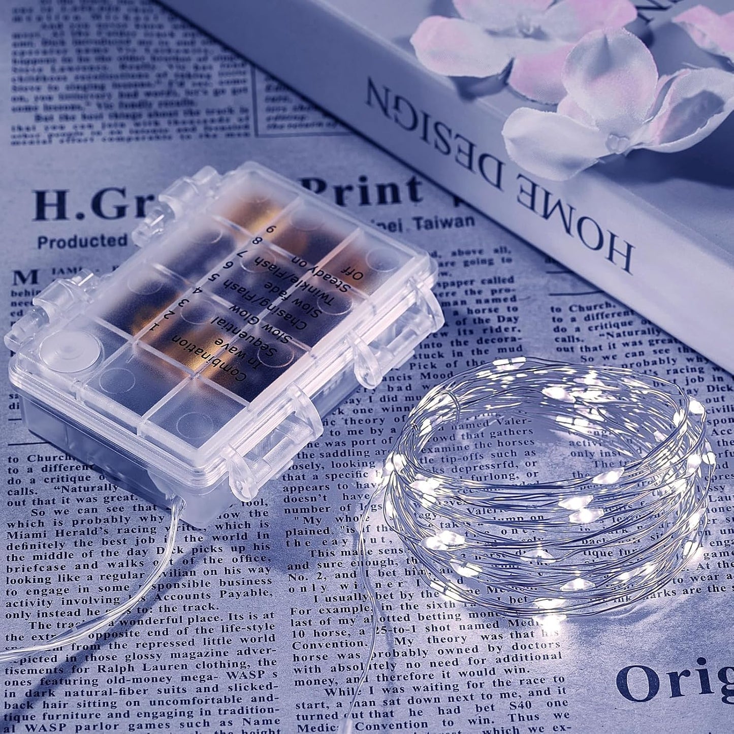 2 Pack 32.8 Ft. Battery Operated Outdoor String Lights with Remote & Timer, LED Cool Whit Fairy Lights, Waterproof Twinkle Lights for Bedroom, Dorm, Mason Jar, Wedding, Party, Christmas