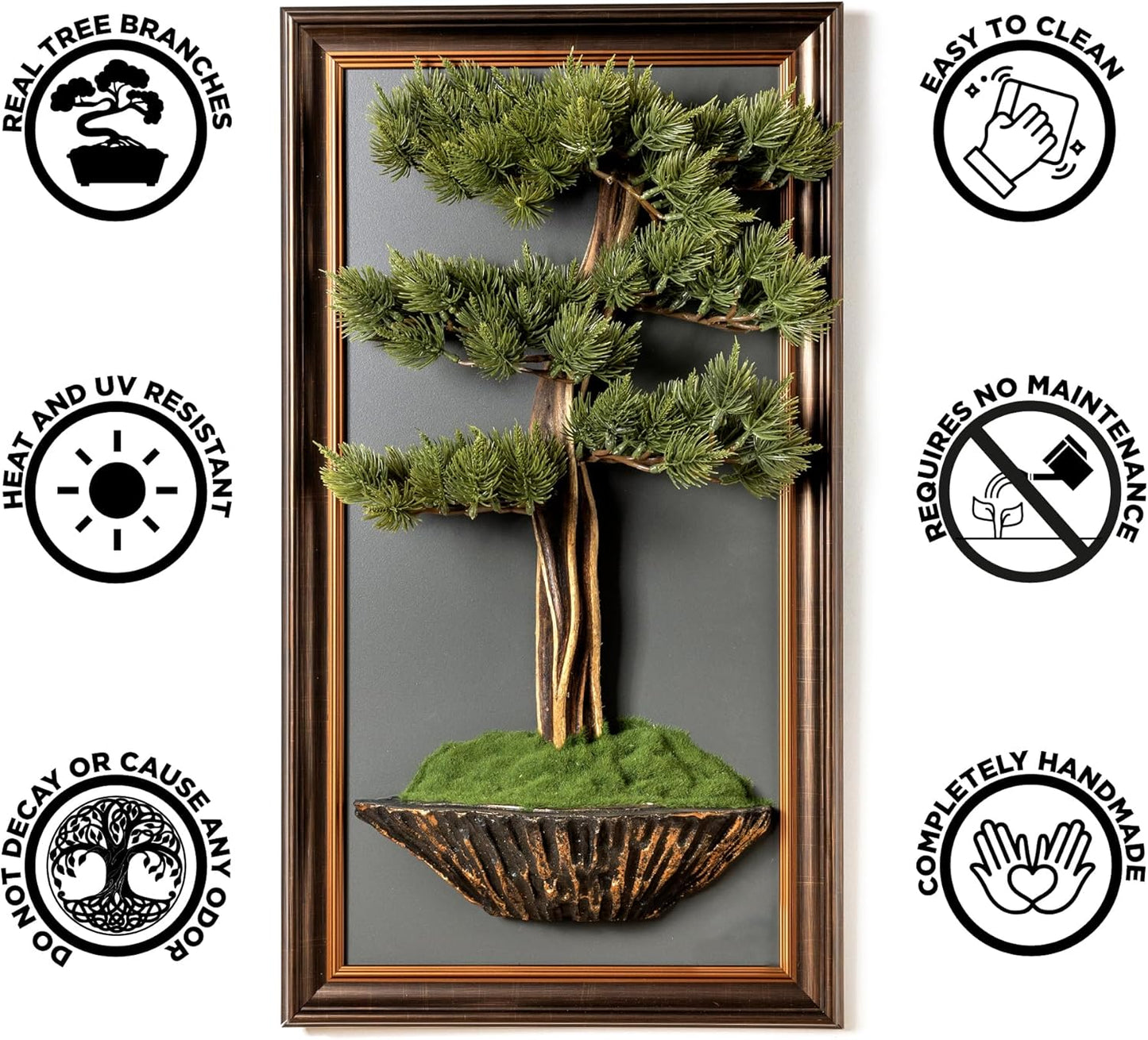 Generic Bonsai Art Life Tree Tableau - 4 - Handmade Portrait, Wall Art, Decor, Decoration, Wallboard