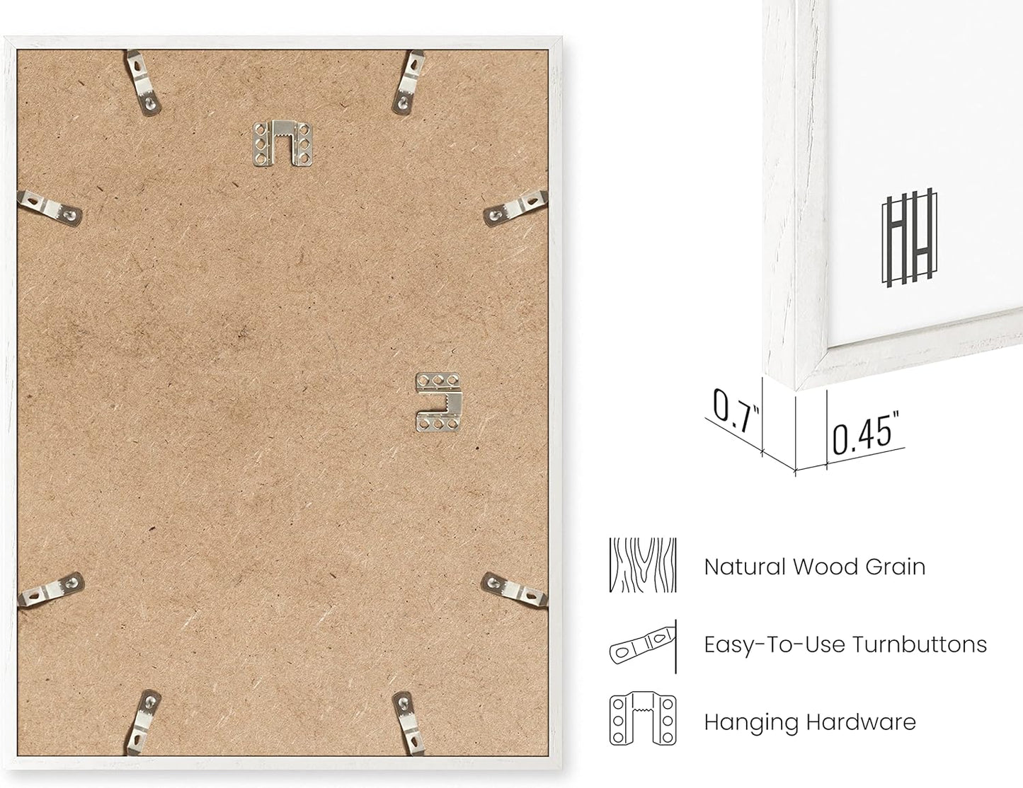 HAUS AND HUES 11x14 White Picture Frames Set of 4-11x14 White Frames Sets for Wall Collage, 11x14 Picture Frames and White Photo Frames, Wall Frame Set White and Wood Frames 11x14 (White Oak)