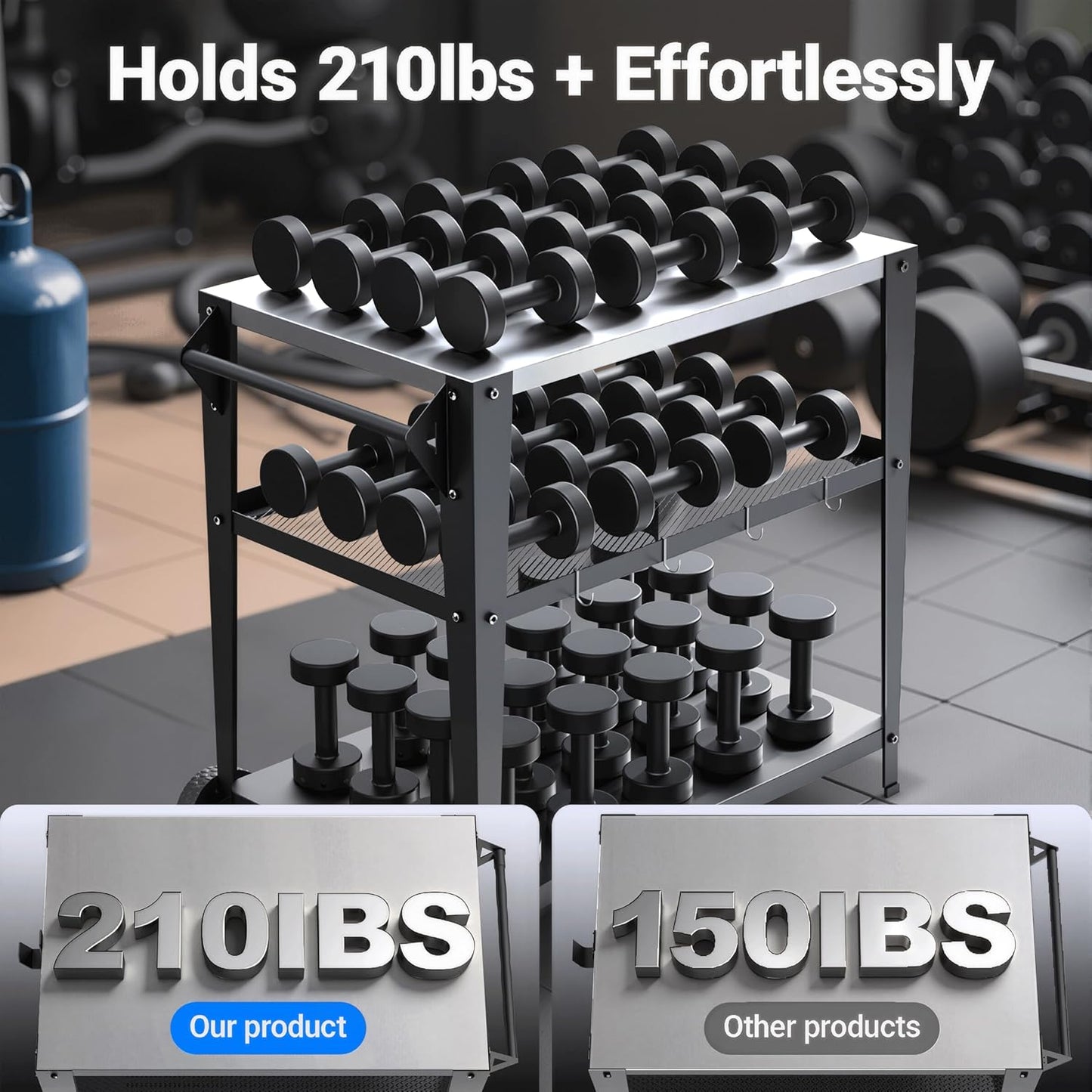 3-Shelf Outdoor Grill Table & Pizza Oven Cart with Wheels, Stainless Steel BBQ Prep Table with Hooks, Mobile Grill Stand for Blackstone/Ooni (Stainless Steel)