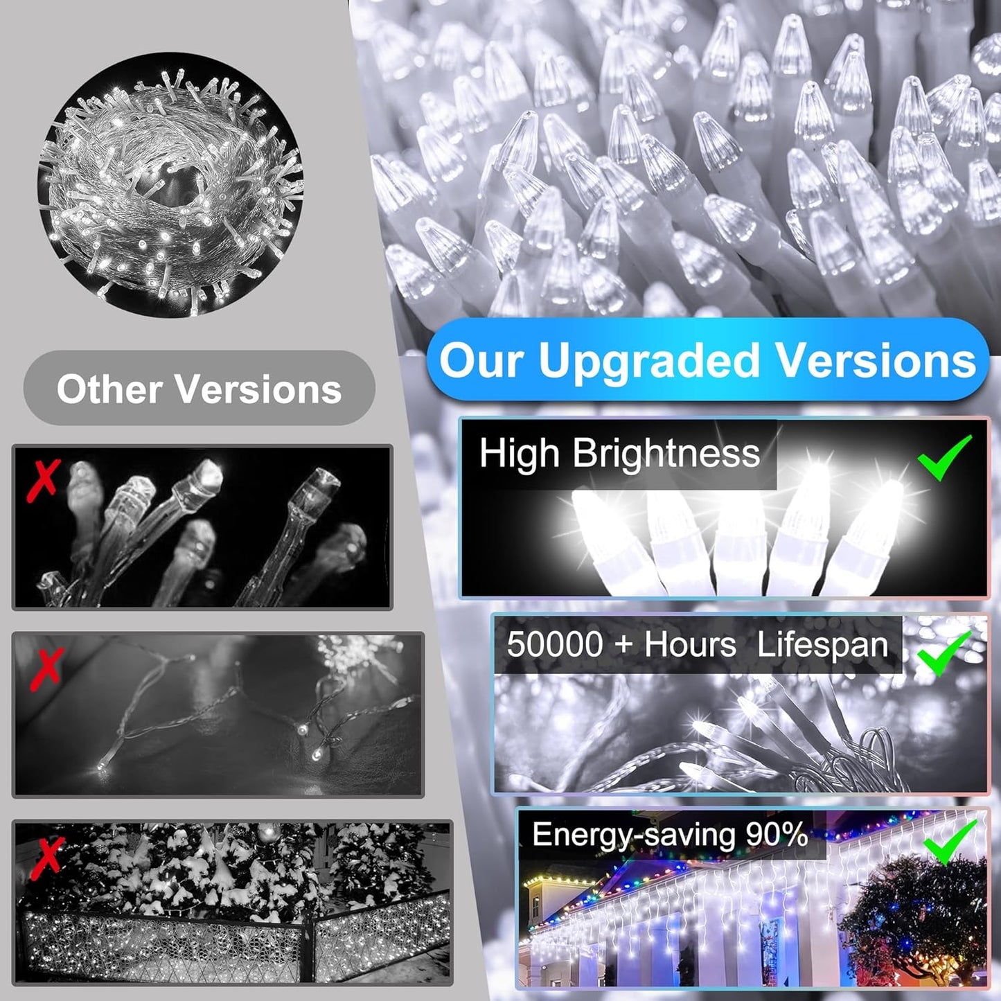 1620 LED Christmas Lights with 360 Drops,164ft 8 Modes Fairy Hanging String Lights with Time Waterproof, Plug-in Hanging String Lights for Holiday Wedding Party Christmas Decor (Cool White)