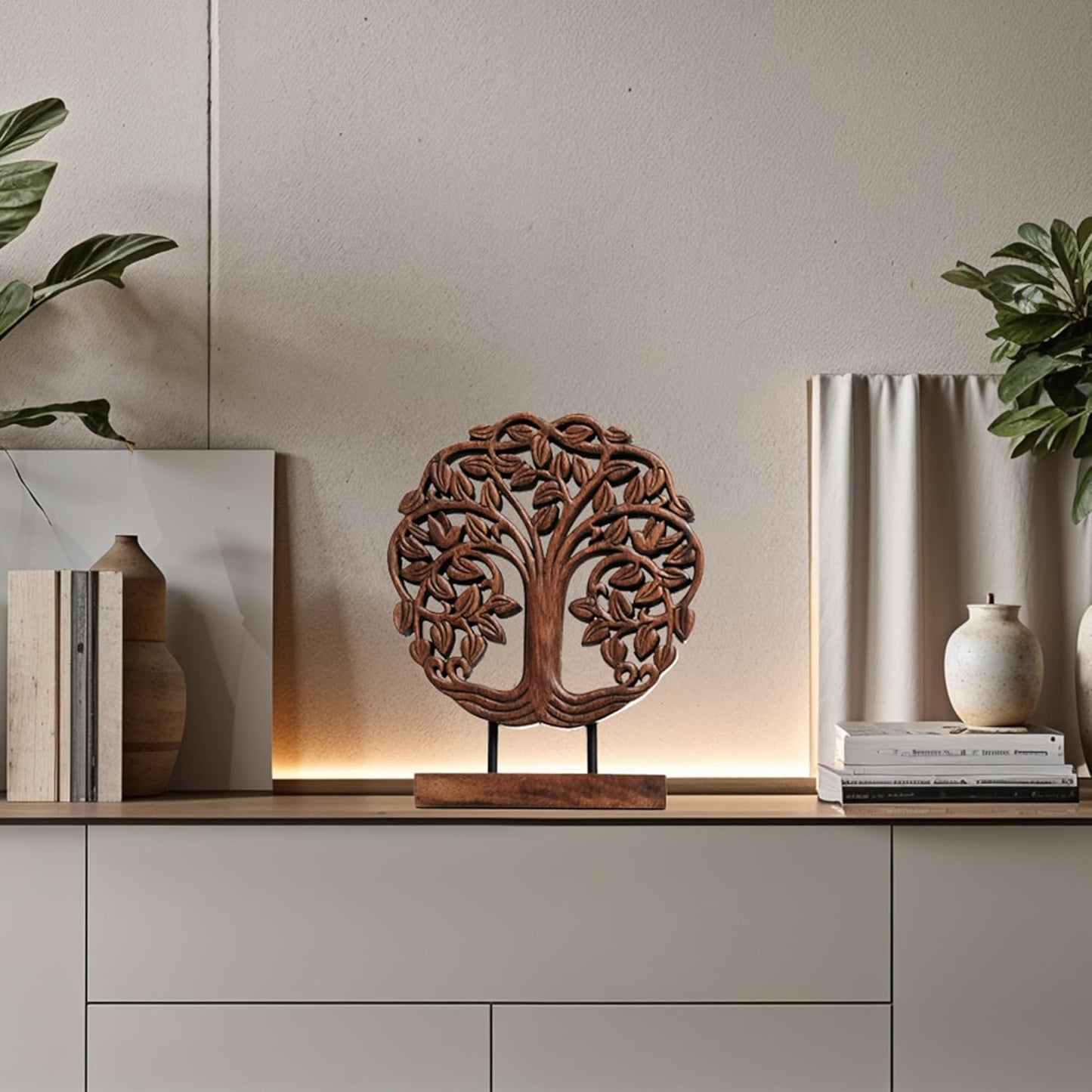Decozen Solid Wood Tree of Life Sculpture - Home Decor, Living Room, Boho, Shelf, Coffee Table, Centerpiece Table Decorations, Mantle, Dining Table Centerpiece, Bathroom Shelf, Entryway, Farmhouse