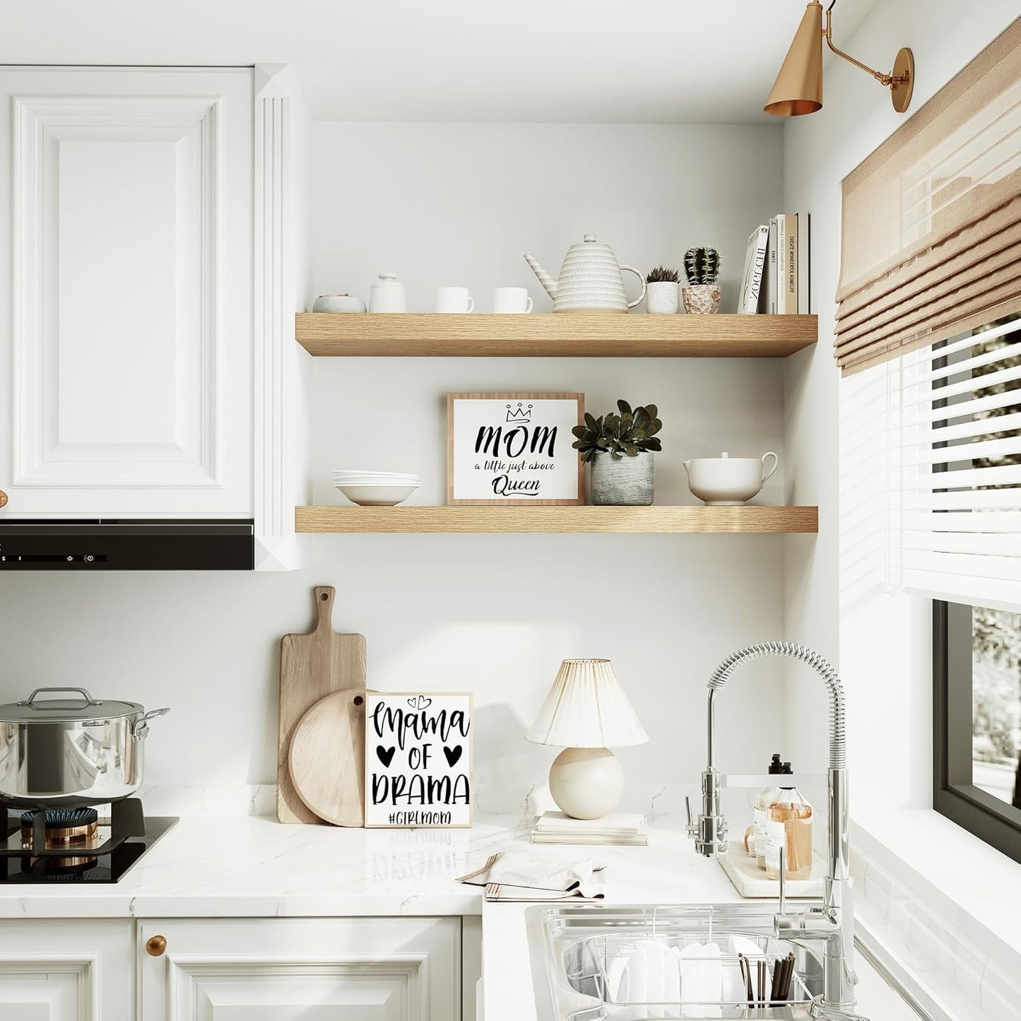 10 inches Deep Floating Shelves 36 inch Long, Single Wall Shelves Heavy Duty 70 lbs for Bedroom, Bathroom, Living Room, Kitchen, Office, Modern Shelf Home Decor, Set of 1, Oak