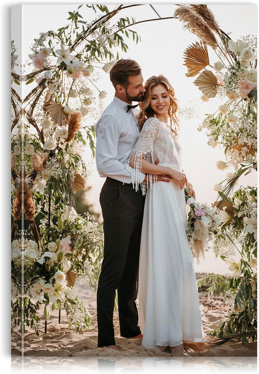 Custom Canvas Prints with Your Photos - Personalized Pictures Print, Customized Photo Gifts, Wall Art Poster Canvas Printing for Wedding, Family, Baby, Pets, Home Office Decor, Wrapped Frame 8x12
