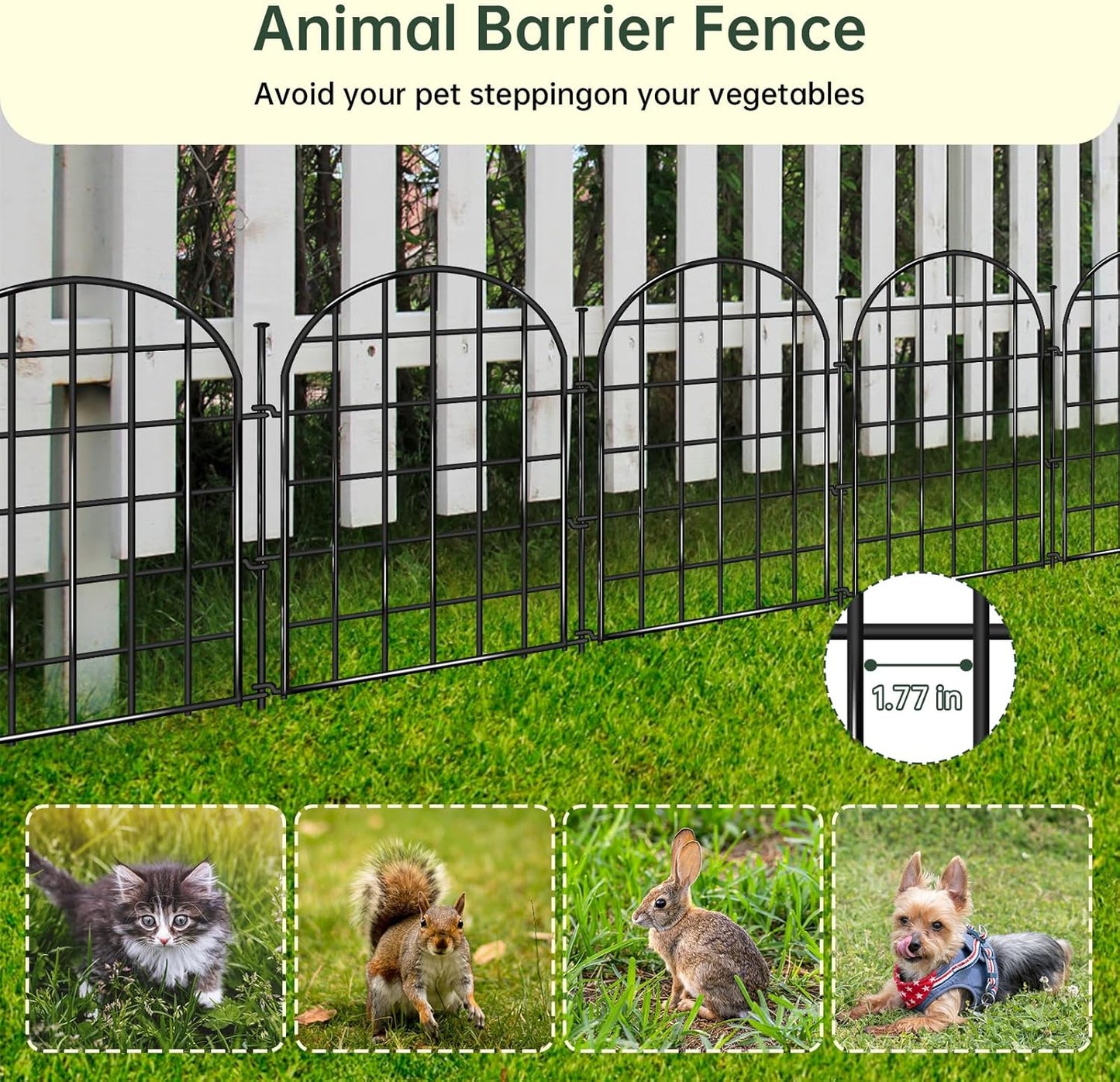 12 Panels Garden Fence, 13.8 ft(L) x 17 in(H) Arched No Dig Fence, Decorative Animal Barrier Fencing with Ground Stake, Rustproof Metal Garden Edging Border for Dog, Rabbit, Outdoor Yard Patio Decor