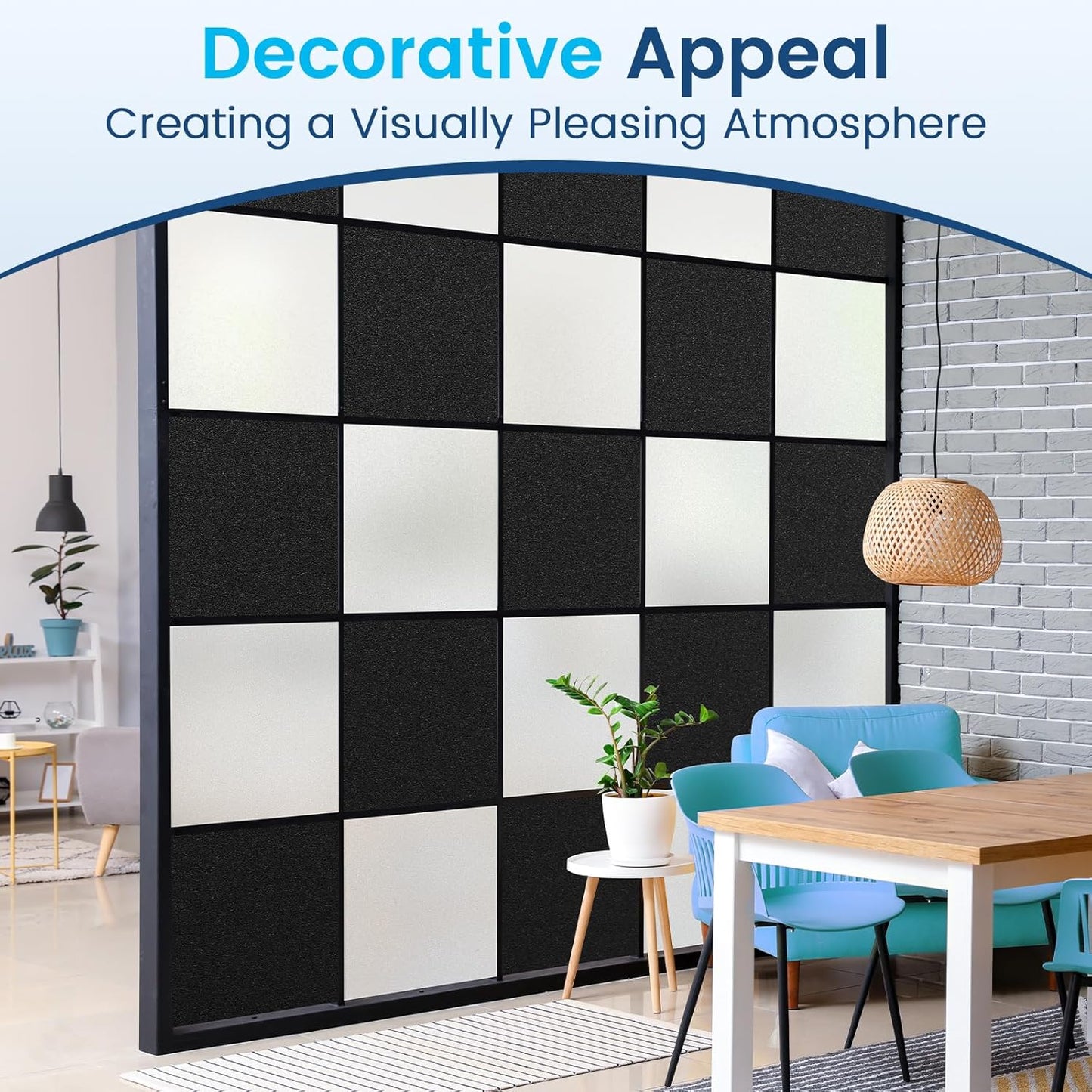 DOWELL Window Privacy Film, Frosted Glass Window Film, Static Cling Non-Adhesive Glass Clings, Sun Blocking Opaque Door Coverings, Reusable Door Sticker for Bathroom Home Office, White, 17.5" x 78.7"